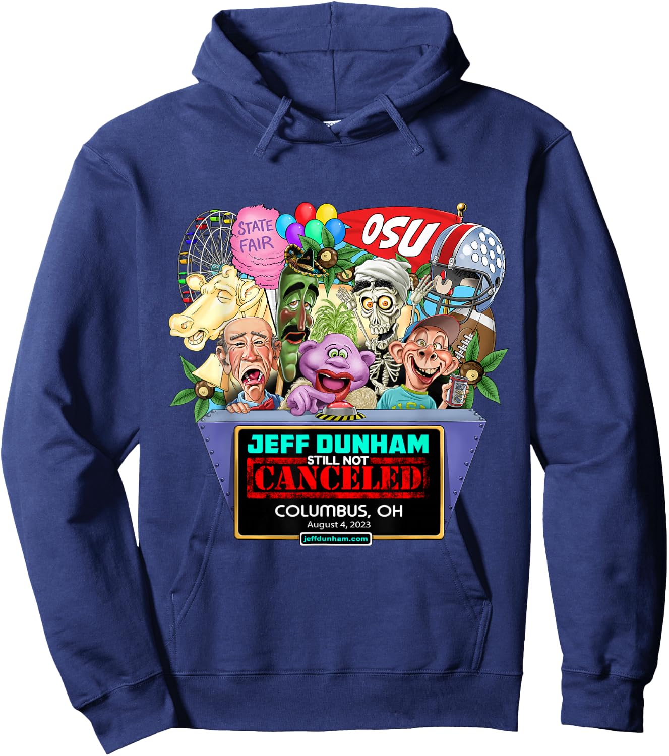 Jeff Dunham Black Classic Fit , -Adults, Short Sleeve, Small Hoodie - Hoodie | Navy