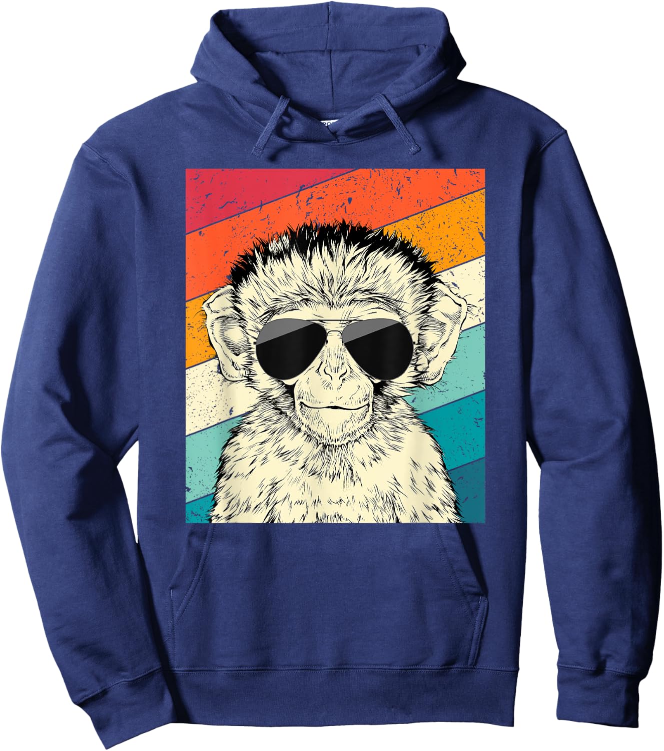 Retro Vintage Monkey with Sunglasses Wild Life Lovers Hoodie - Hoodie | Navy