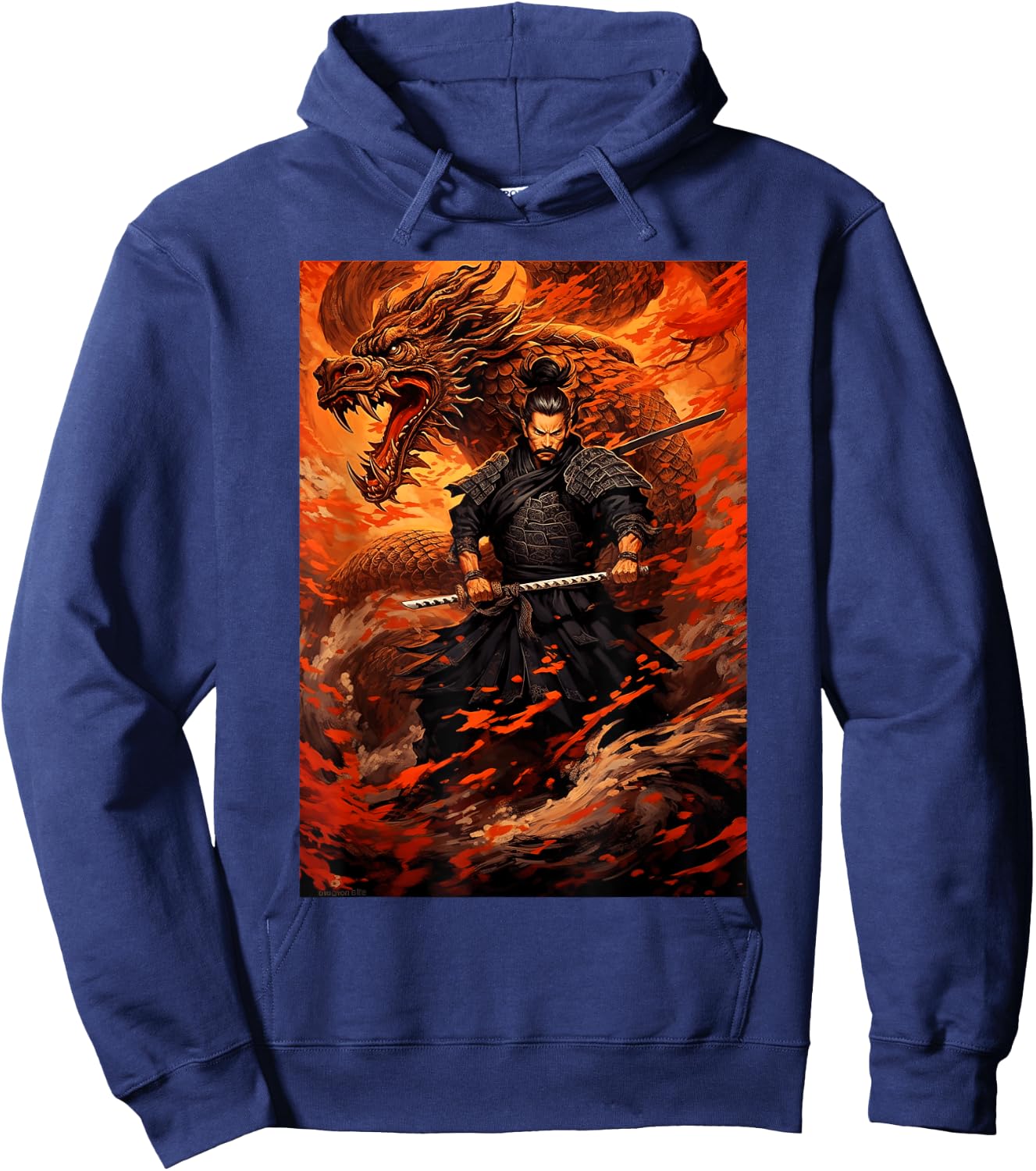Samurai Conquers the Great Dragon - Bushido Spirit Hoodie - Hoodie | Navy