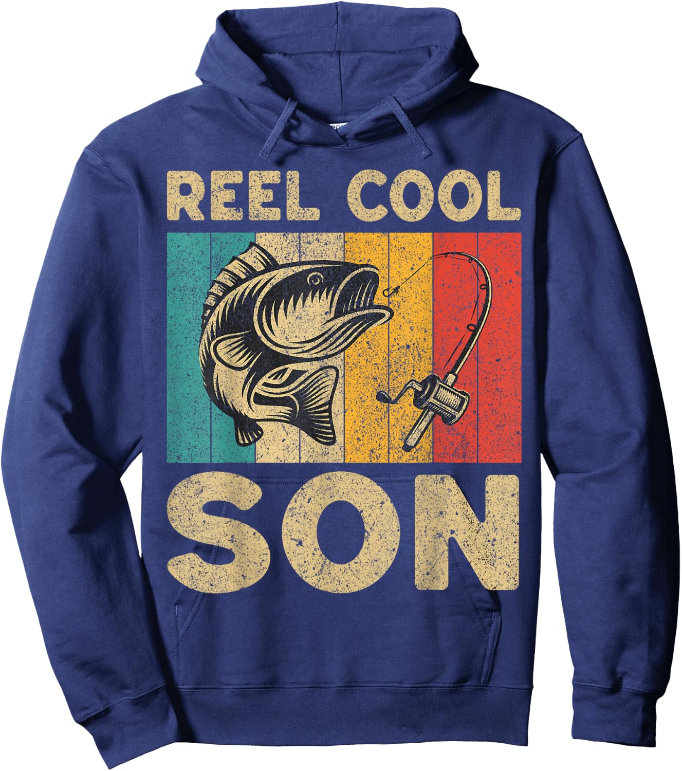 Father's Day Present Funny Fishing Reel Cool Son Hoodie - Hoodie | Navy
