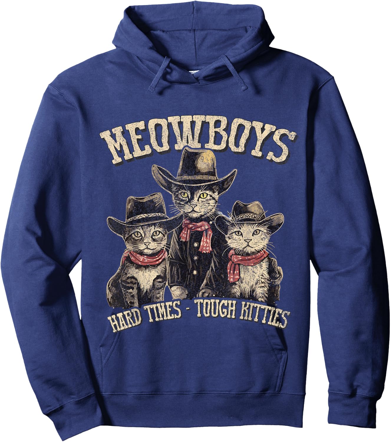 Meowboys Cowboy Cats with Hats Hoodie - Hoodie | Navy