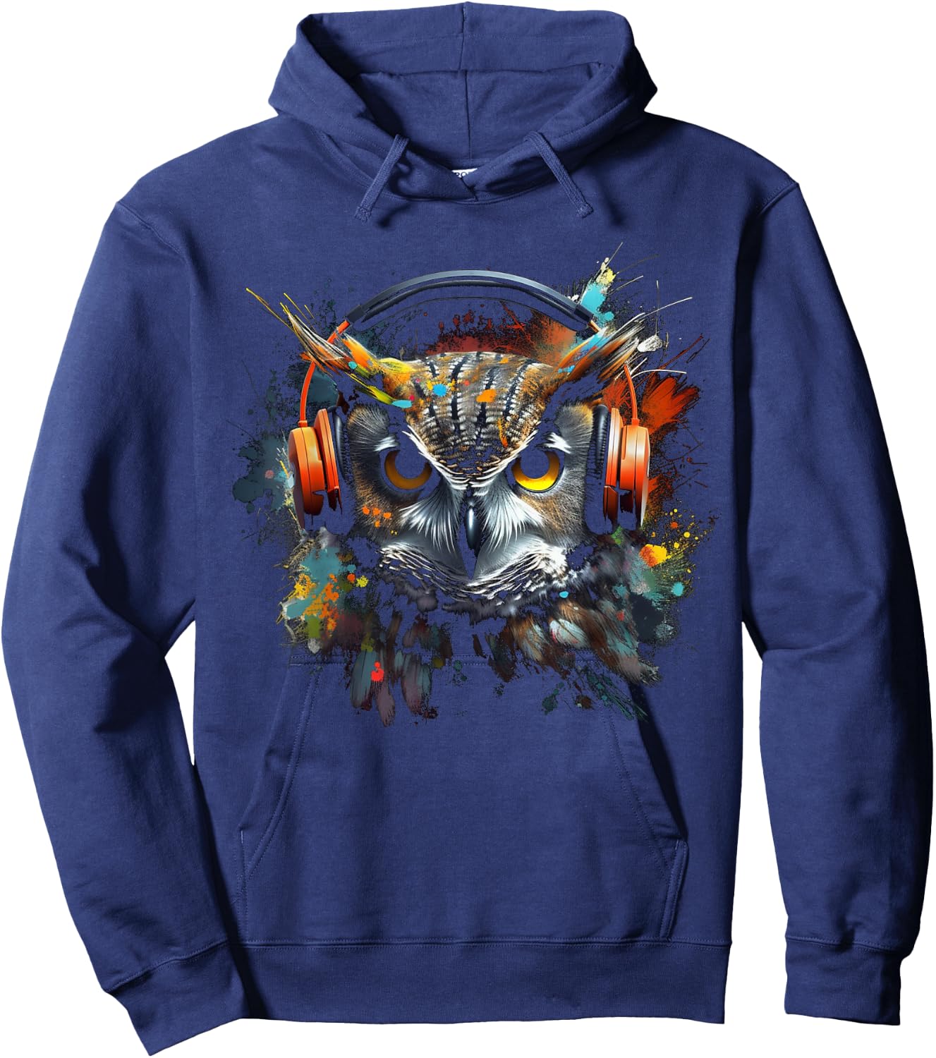 Owl Music Art Headphones Animal Owl Hoodie - Hoodie | Navy