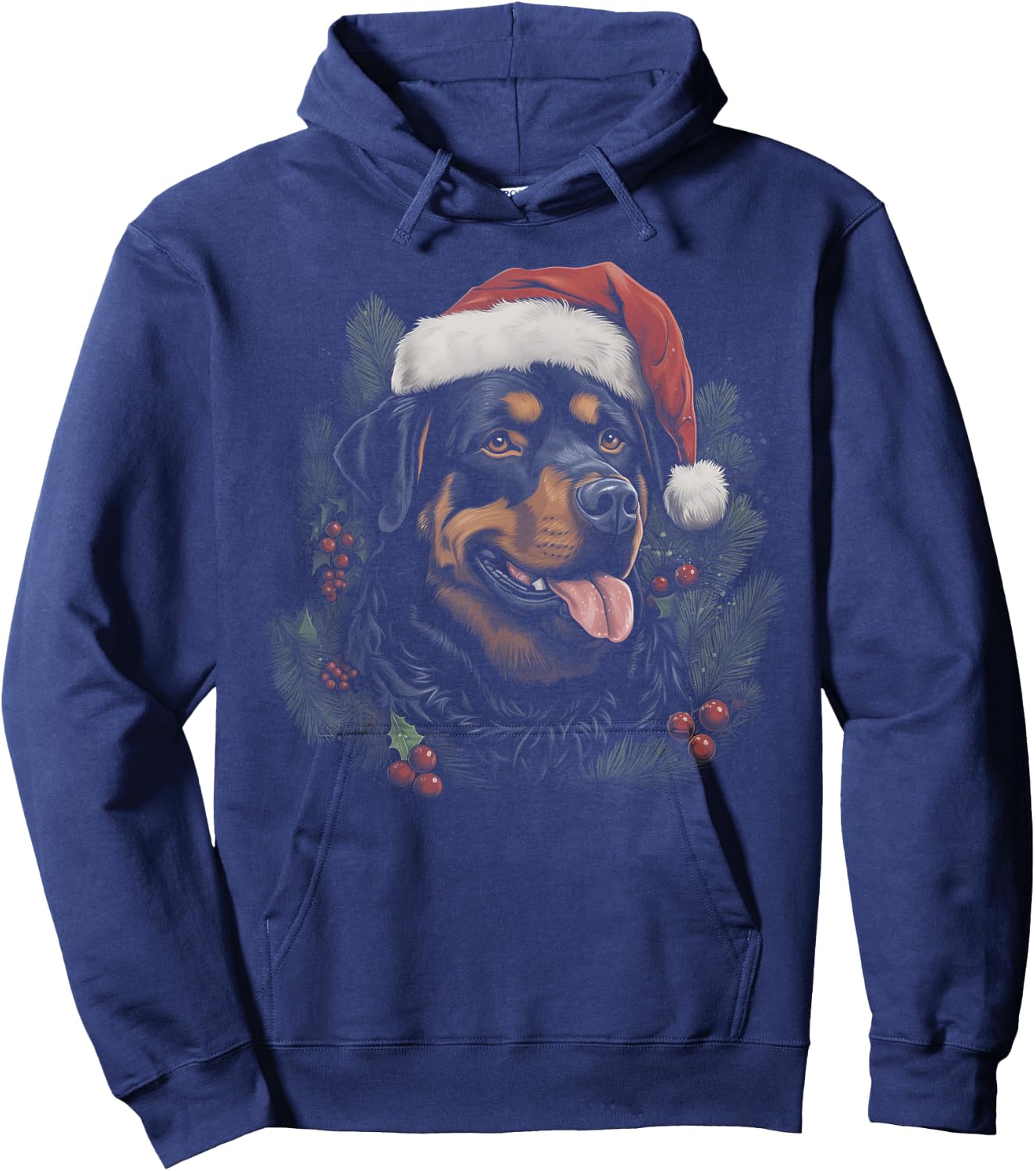 Rottweiler Dog Funny Christmas Santa Hat Tree Matching Hoodie - Hoodie | Navy