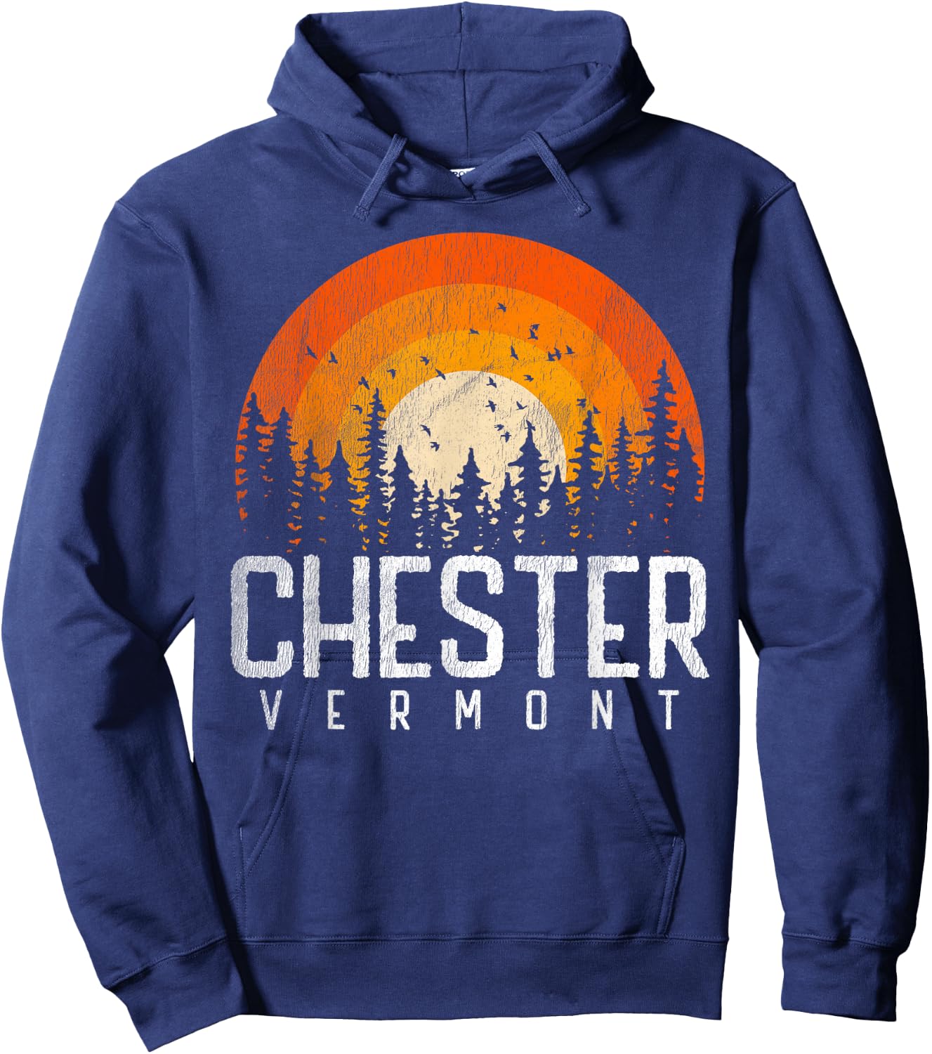 Chester Vermont VT Shirt Vintage 70s 80s 90s Retro City Gift Hoodie - Hoodie | Navy