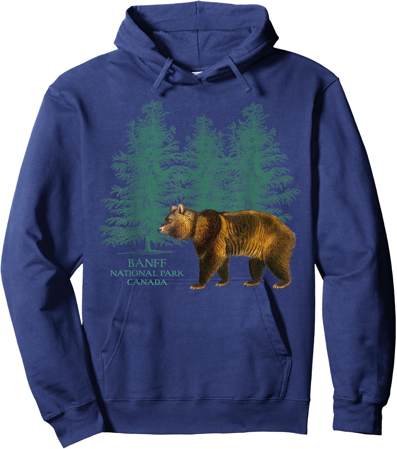 Banff National Park Alberta Canada Bear Trees Vintage Look Hoodie - Hoodie | Navy