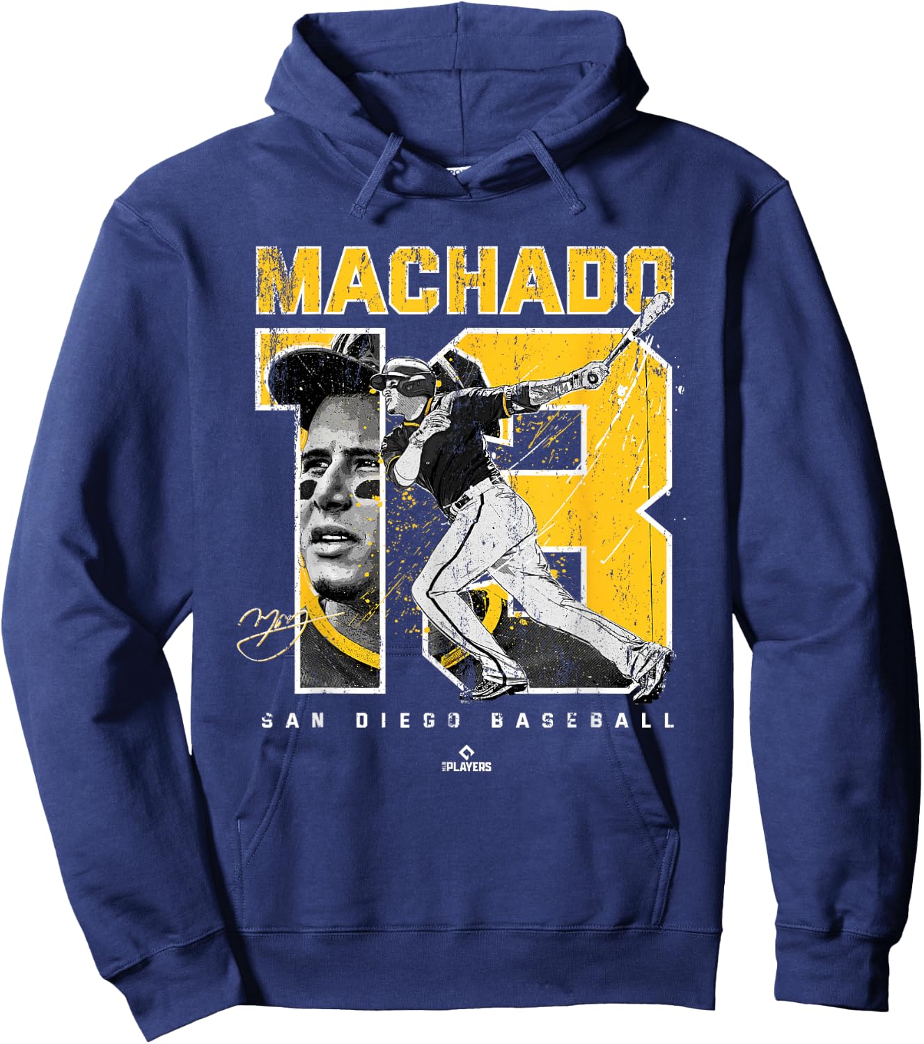 Number and Portrait Manny Machado San Diego MLBPA Small Hoodie - Hoodie | Navy