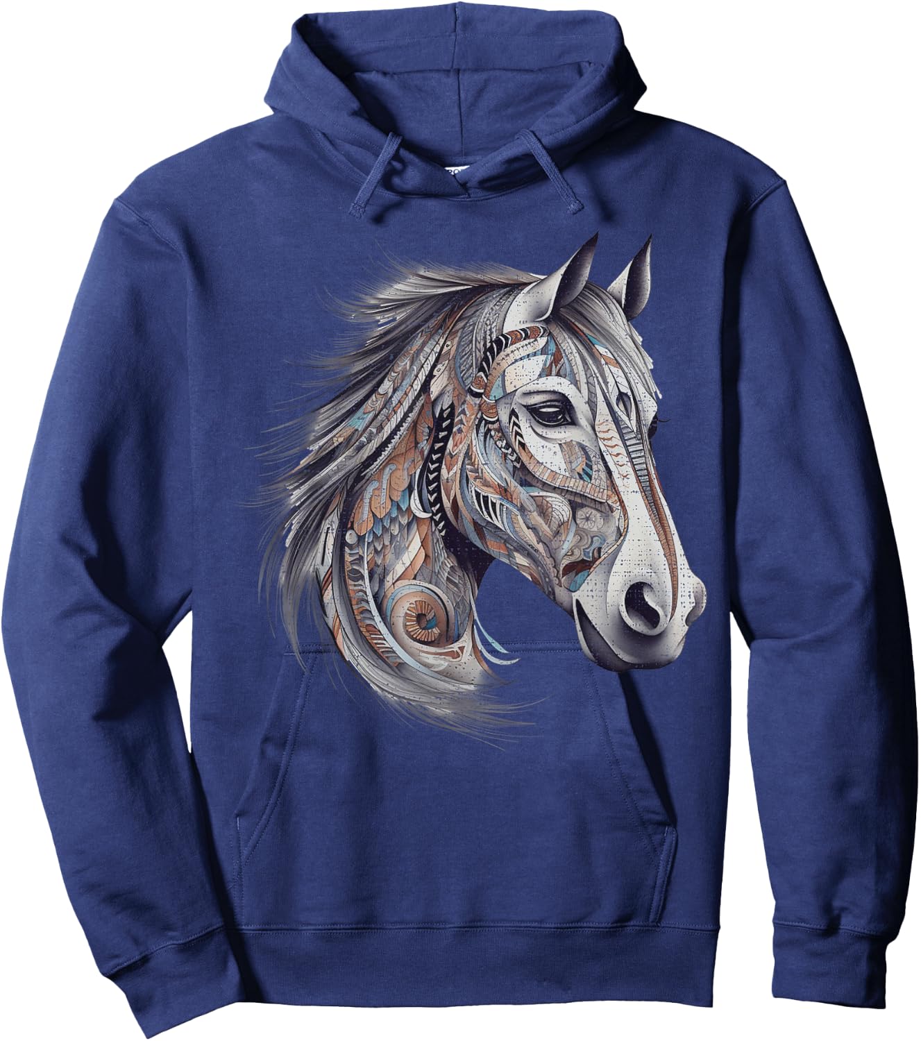 Horse Tribal Abstract Art Native American Geometric Horses Hoodie - Hoodie | Navy