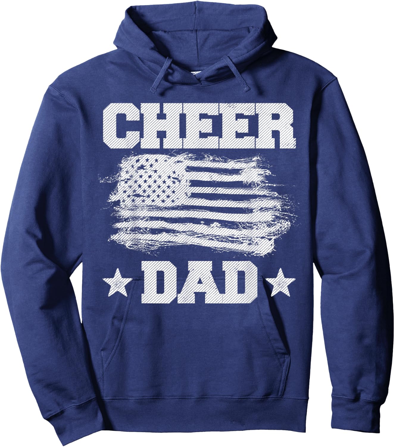 Cheer Dad Vintage American Flag Father Cheerleader Squad Hoodie - Hoodie | Navy