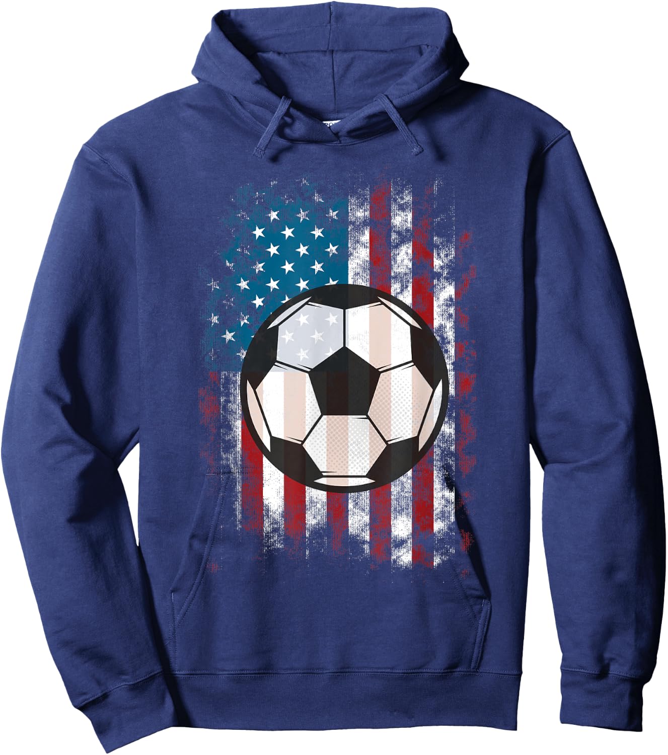 Soccer Ball American Flag USA for Soccer Lovers Women Kids Men Hoodie - Hoodie | Navy