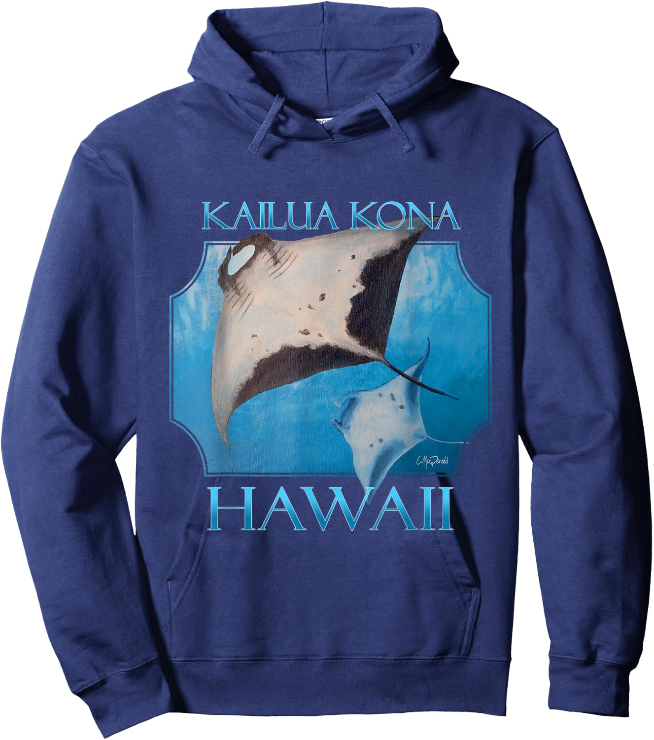 Kailua Kona Hawaii Manta Rays Ocean Sea Rays Hoodie - Hoodie | Navy