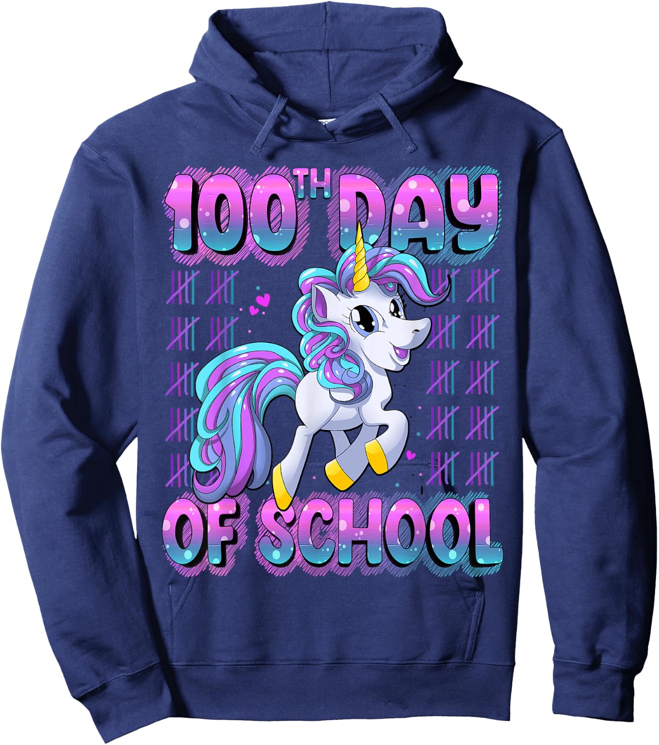 100 Days Of School Shirt Unicorn 100 Days Smarter 100th Day Hoodie - Hoodie | Navy