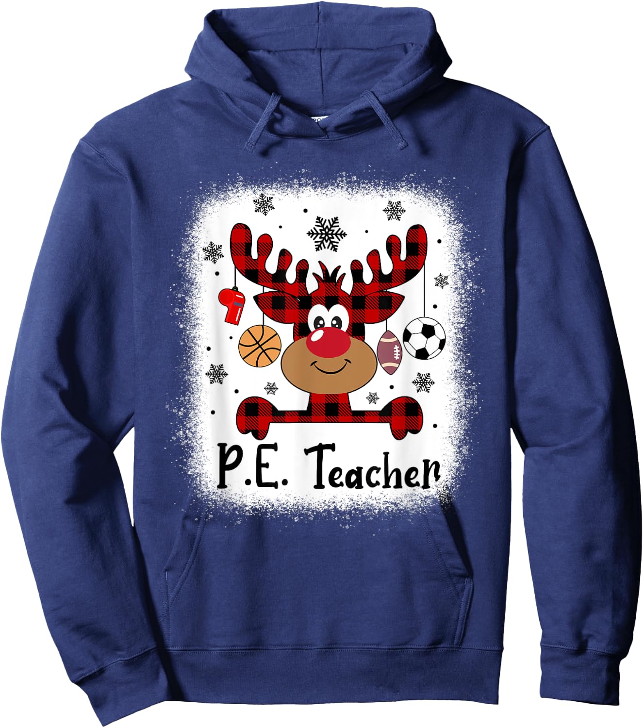 PbE7 PE Teacher Reindeer Christmas Merry Xmas PE Teacher Hoodie - Hoodie | Navy