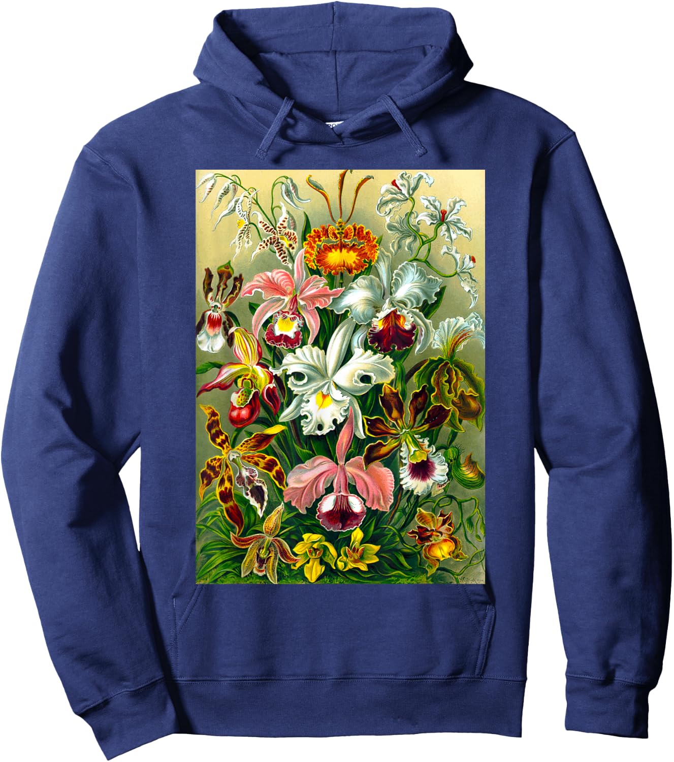 Ernst Haeckel Vintage Biological Botanical Orchid Art Hoodie - Hoodie | Navy