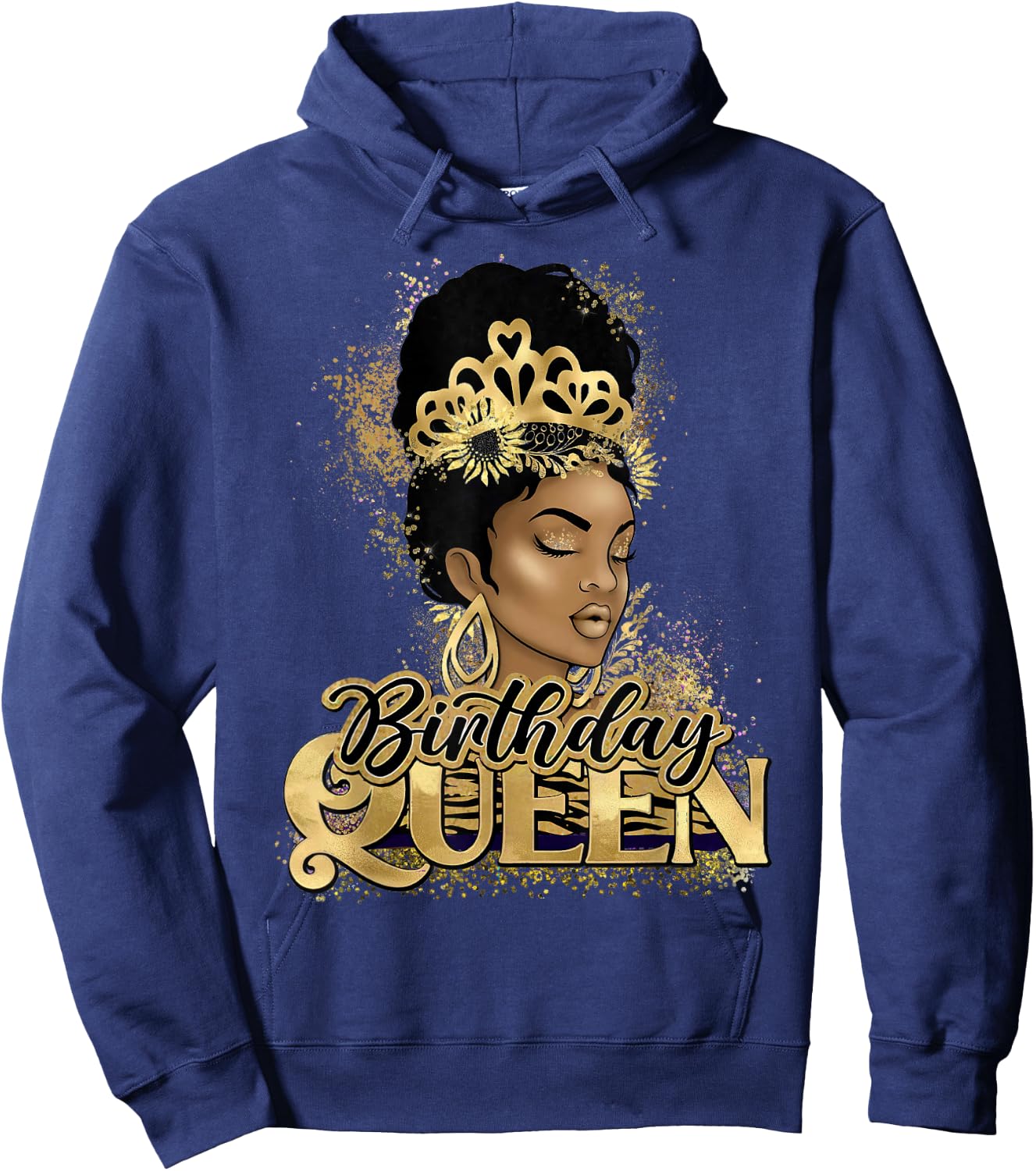 Birthday Queen African American Black Woman Hoodie - Hoodie | Navy