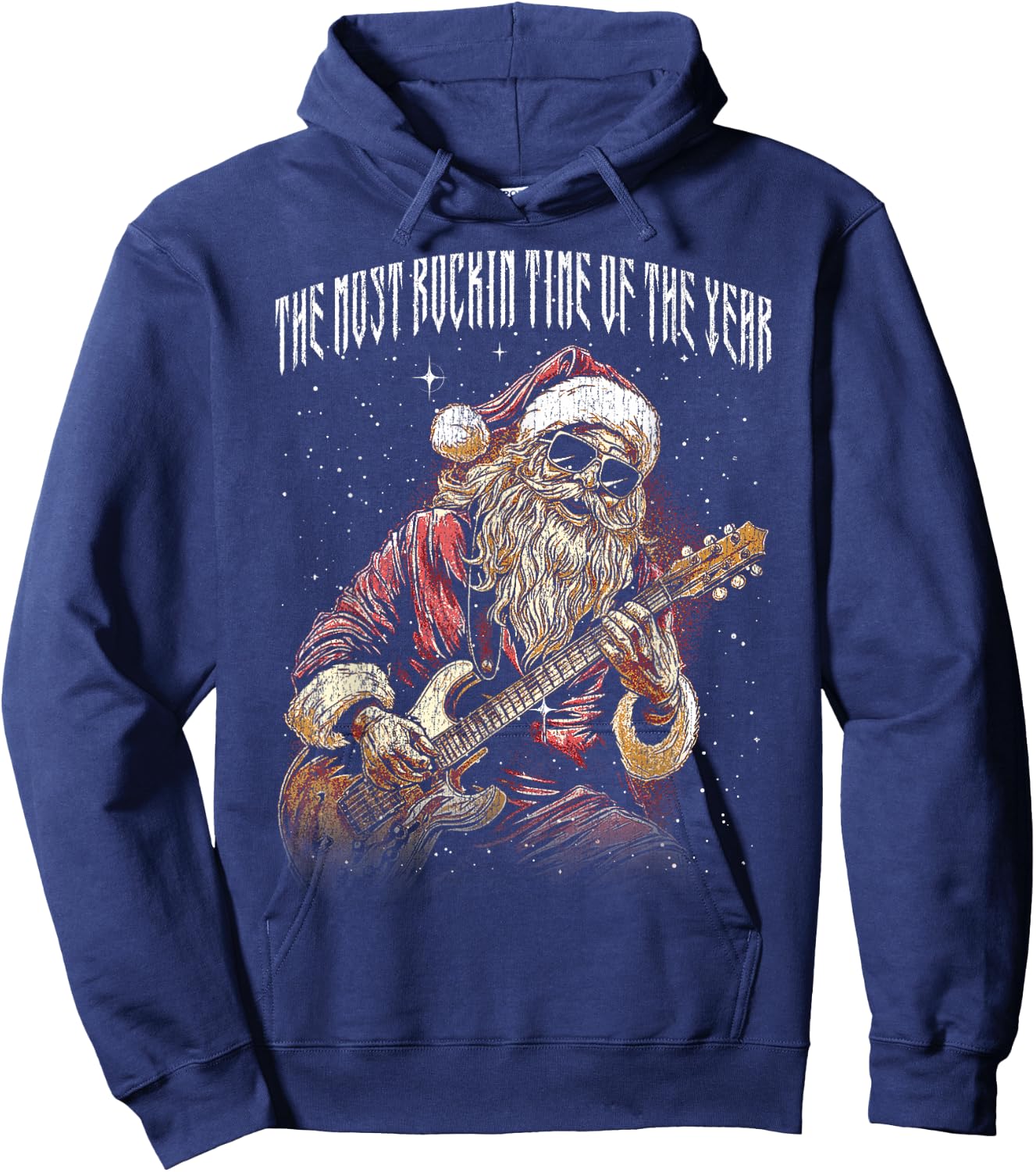 The most rockin time of the year cool Christmas Rock N Roll Hoodie - Hoodie | Navy