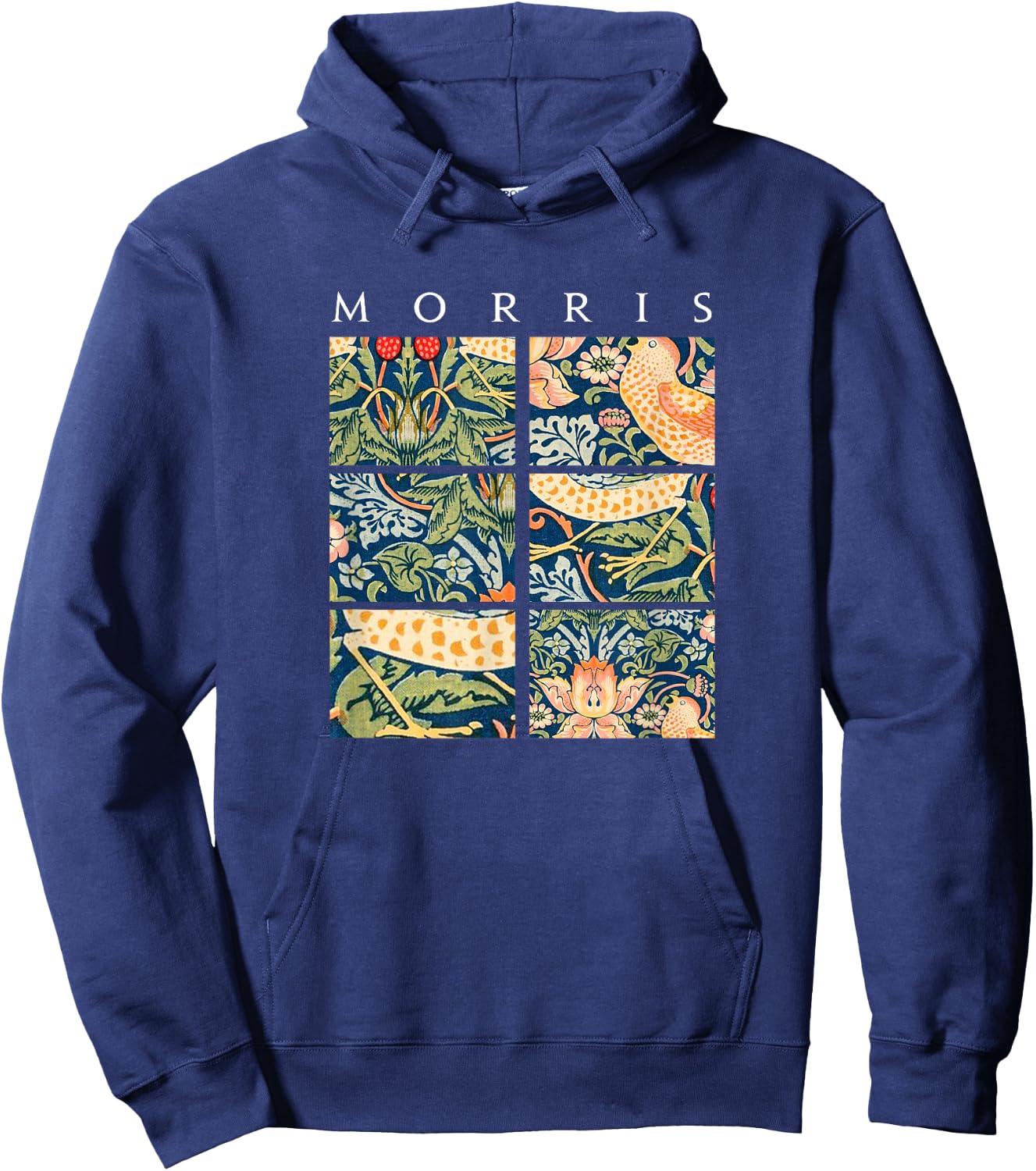 Strawberry Thief William Morris Arts and Craft Style Pattern Hoodie - Hoodie | Navy