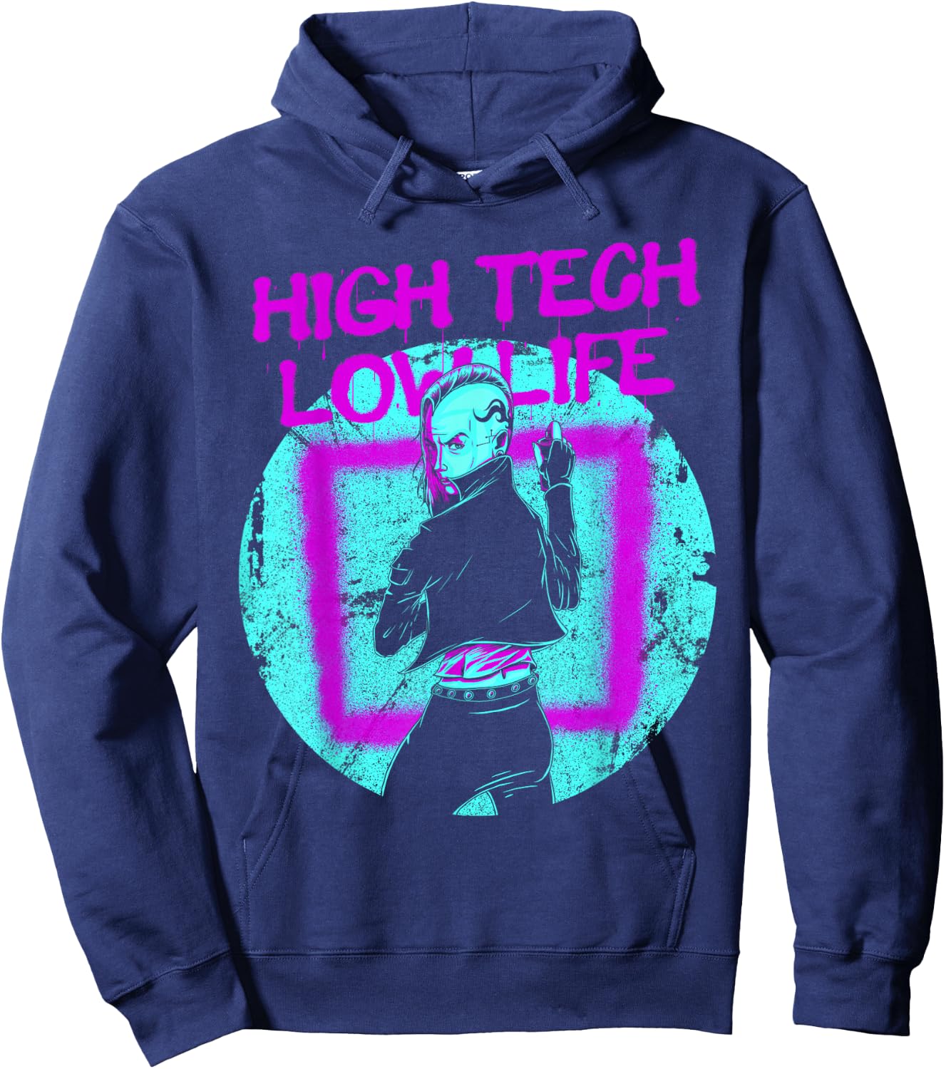 Cyberpunk High Tech Low Life Japanese Aesthetic Futuristic Hoodie - Hoodie | Navy