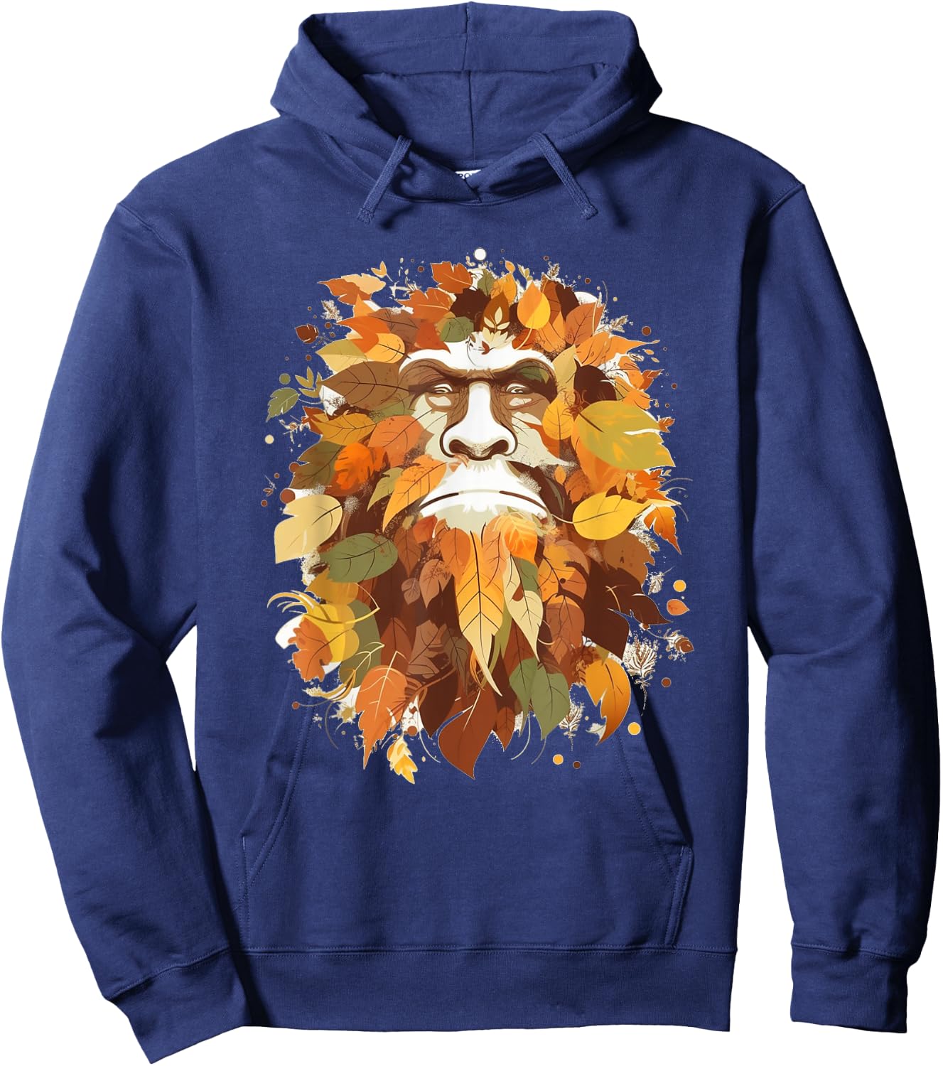 Bigfoot Fall Leaves Thanksgiving Day Sasquatch Autumn Hoodie - Hoodie | Navy