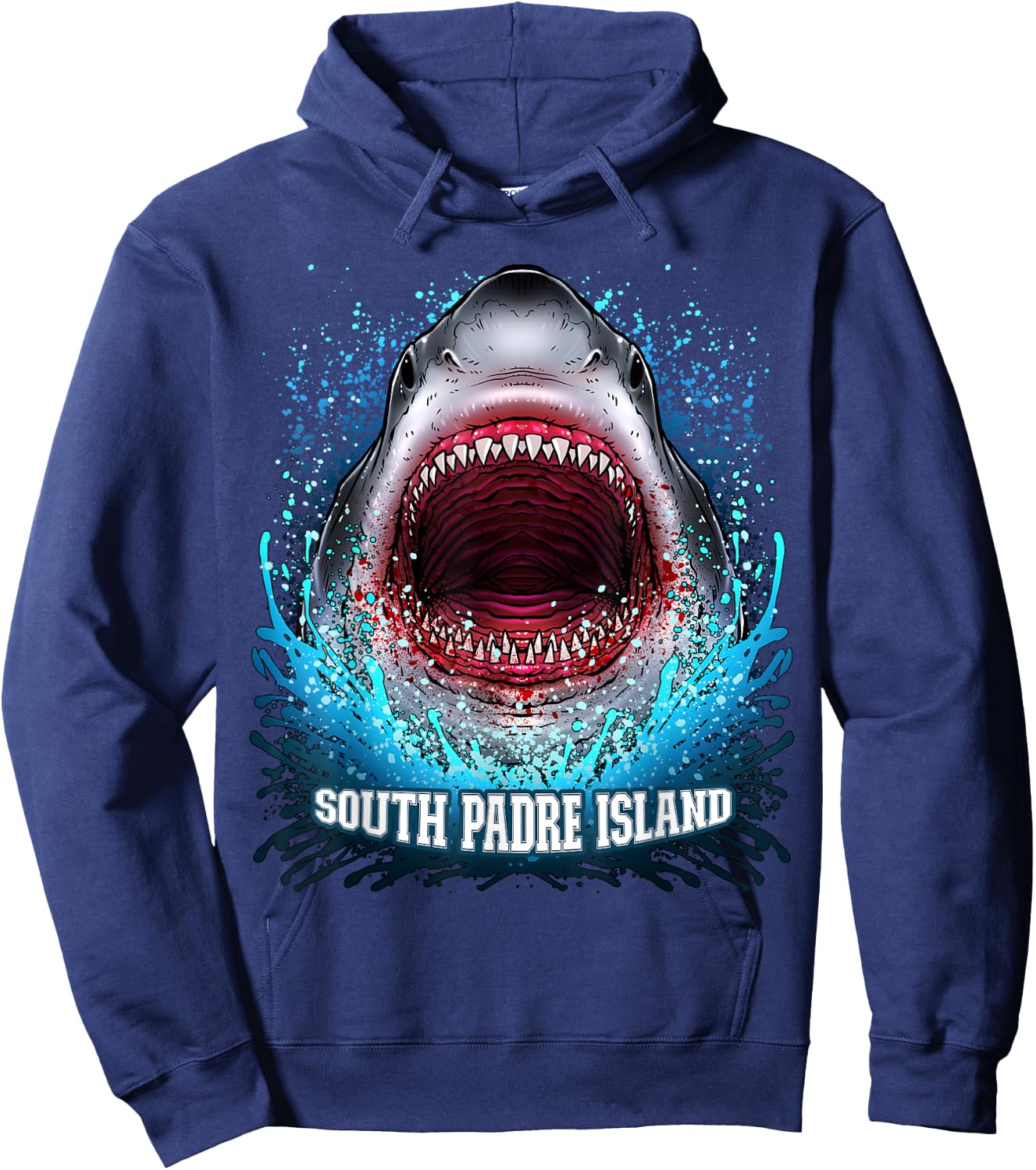 South Padre Island Texas Vacation Great White Shark Beach Hoodie - Hoodie | Navy