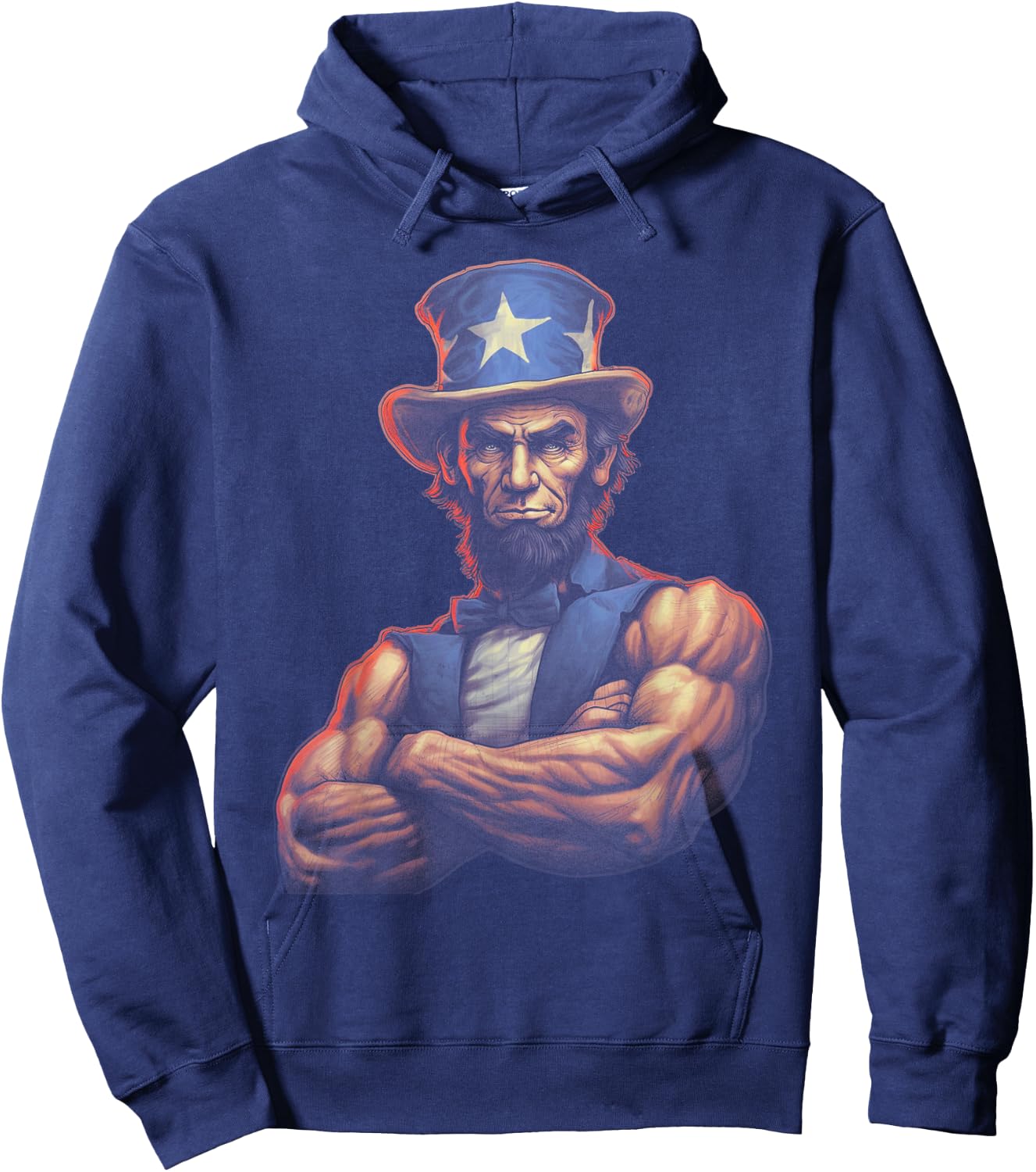 USA 4th Of July, Abraham Lincoln Funny Workout Muscles Hoodie - Hoodie | Navy