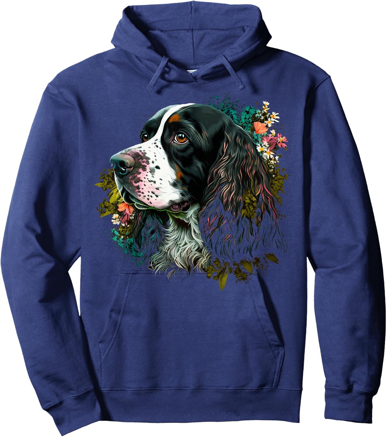 Cute Flower summer Floral English Springer Spaniel Men Women Kids Hoodie - Hoodie | Navy