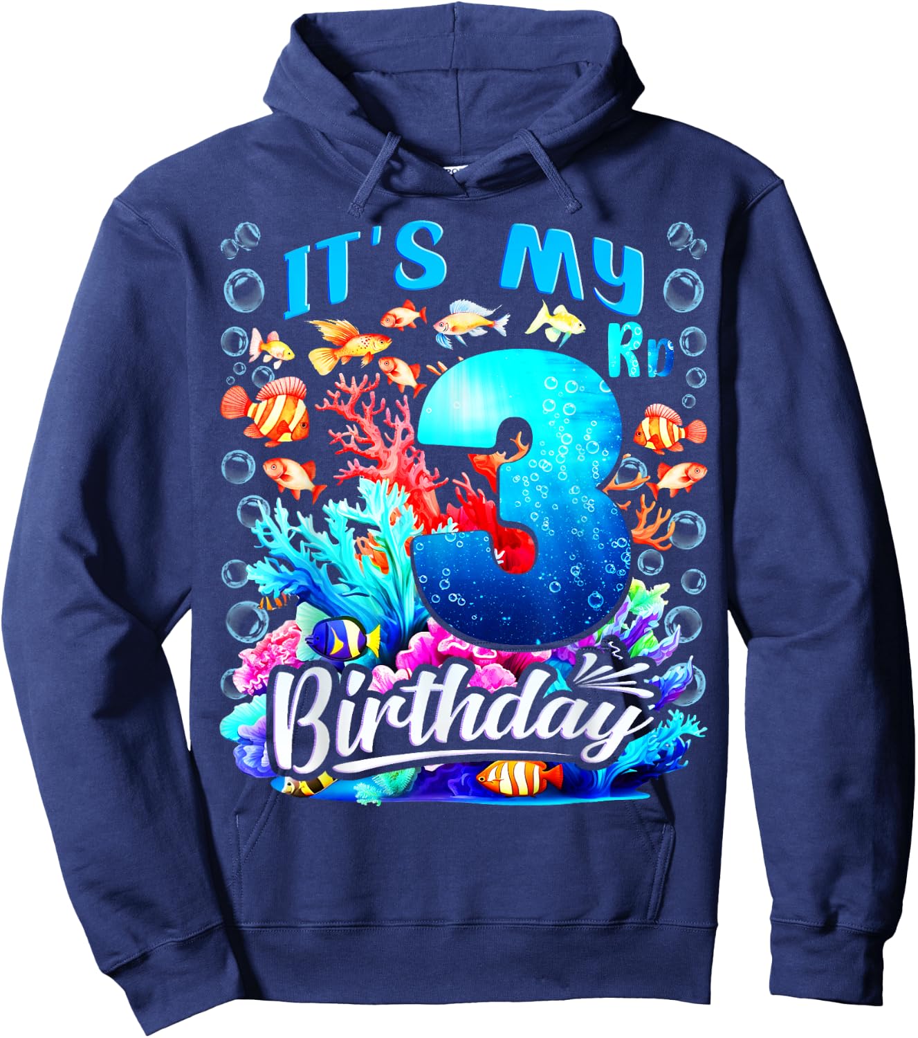 It's My 3rd Birthday Boy Sea Fish Ocean Animals Aquarium Hoodie - Hoodie | Navy