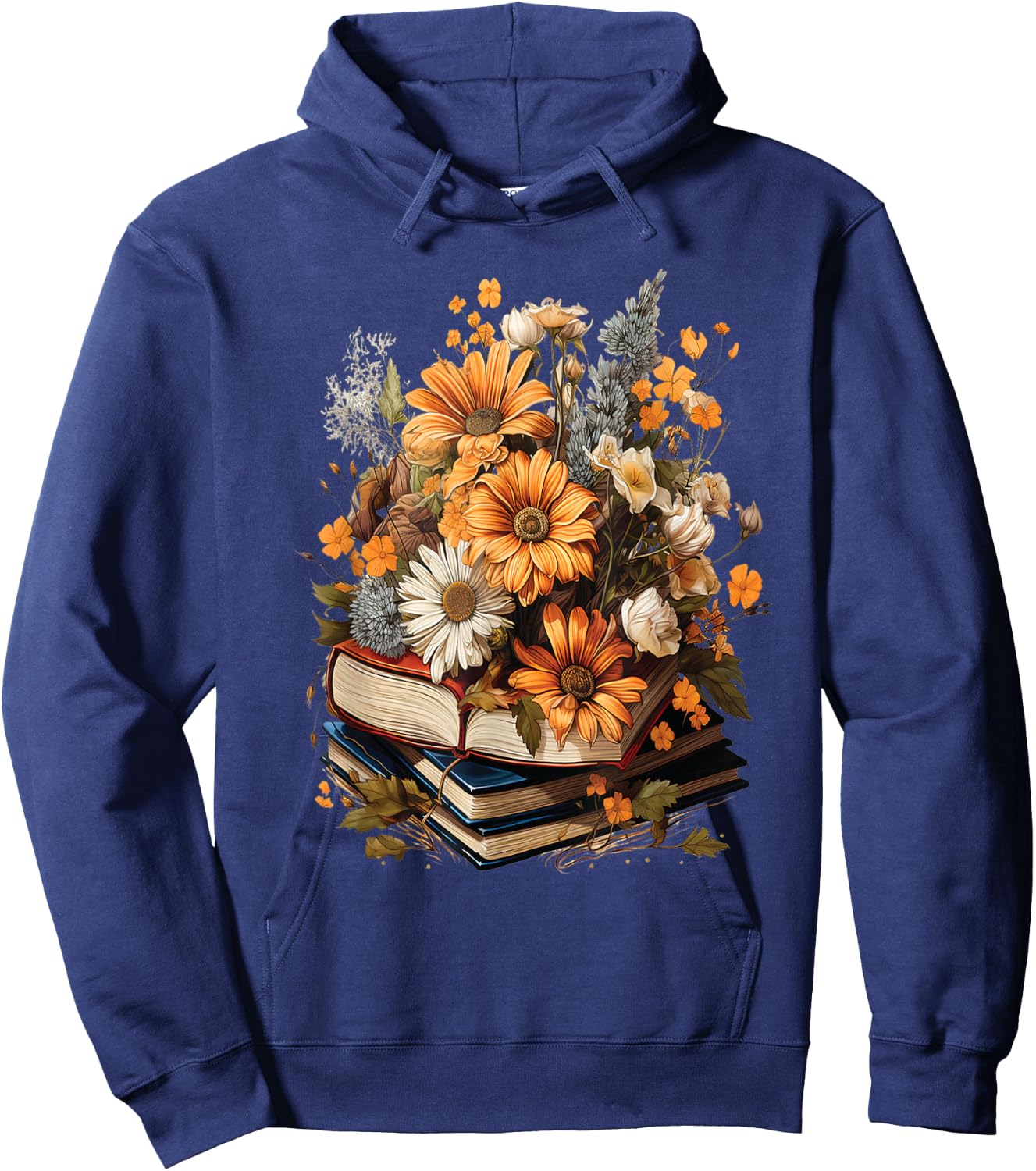 Floral Cute Graphic: Women's Vintage Wildflower Design Hoodie - Hoodie | Navy