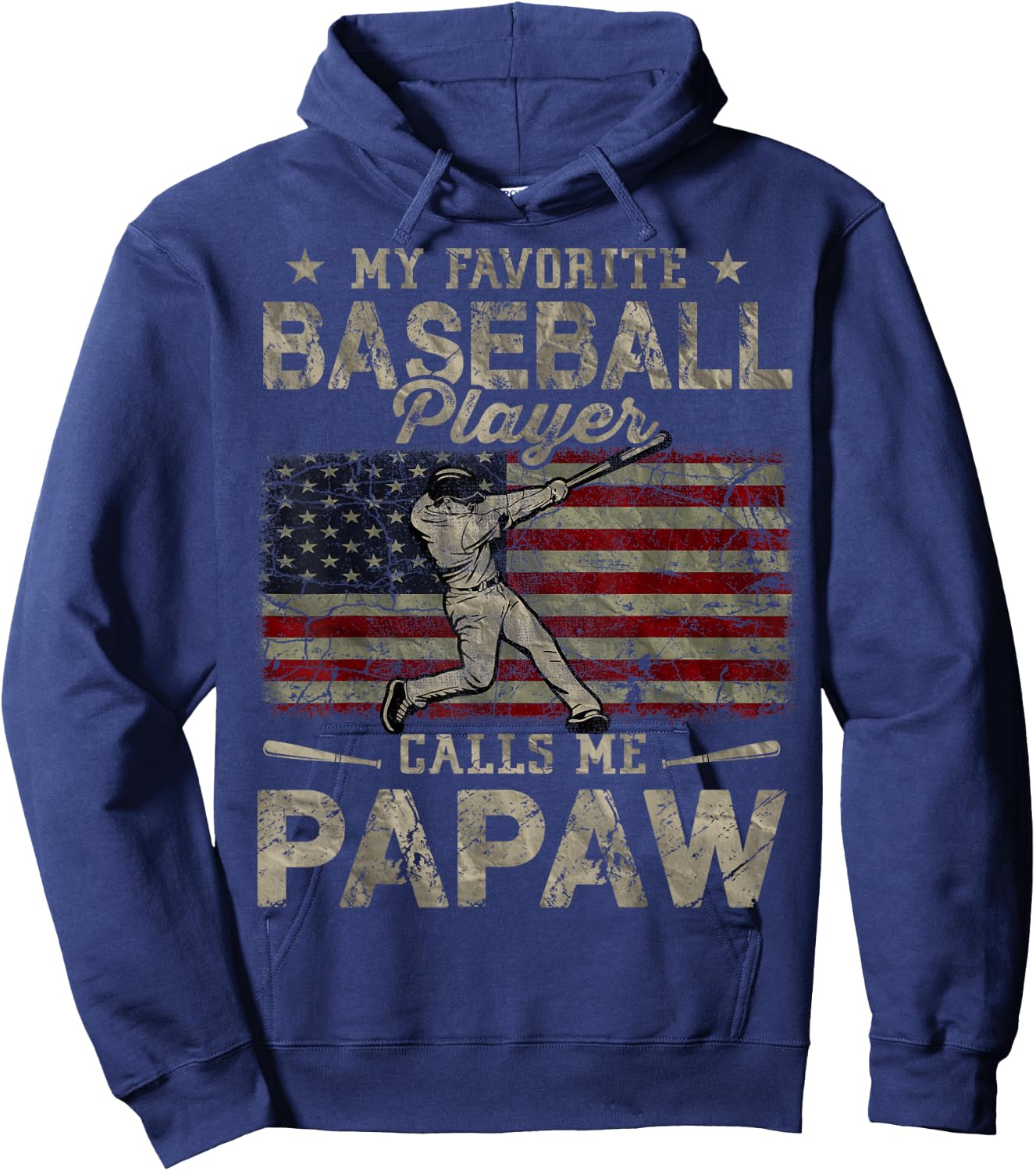 My Favorite Baseball Player Calls Me Papaw Father's Day Hoodie - Hoodie | Navy