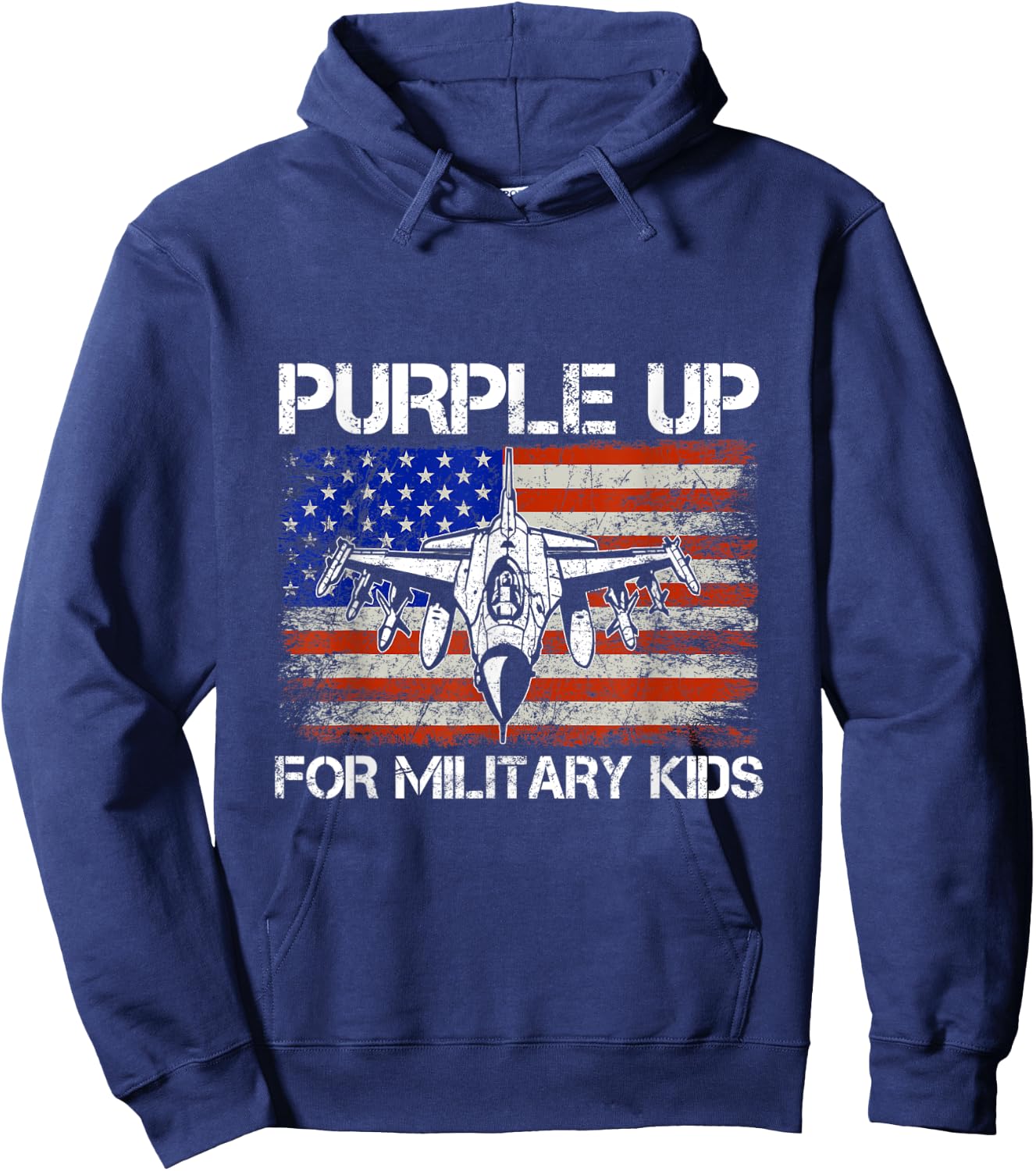 I Purple Up Month of Military Child Kids Air Force US Flag Hoodie - Hoodie | Navy