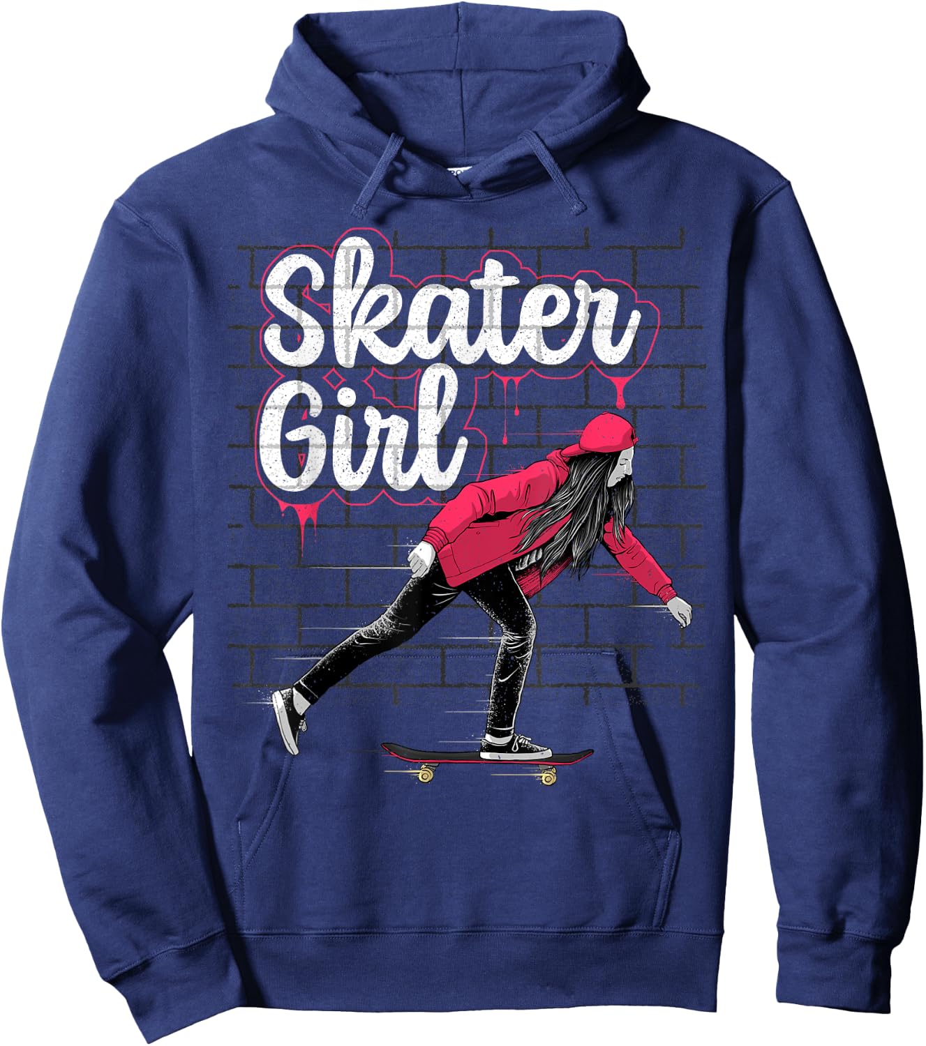 Cool Skateboard Art For Teen Girls Kids Skateboarding Skater Hoodie - Hoodie | Navy