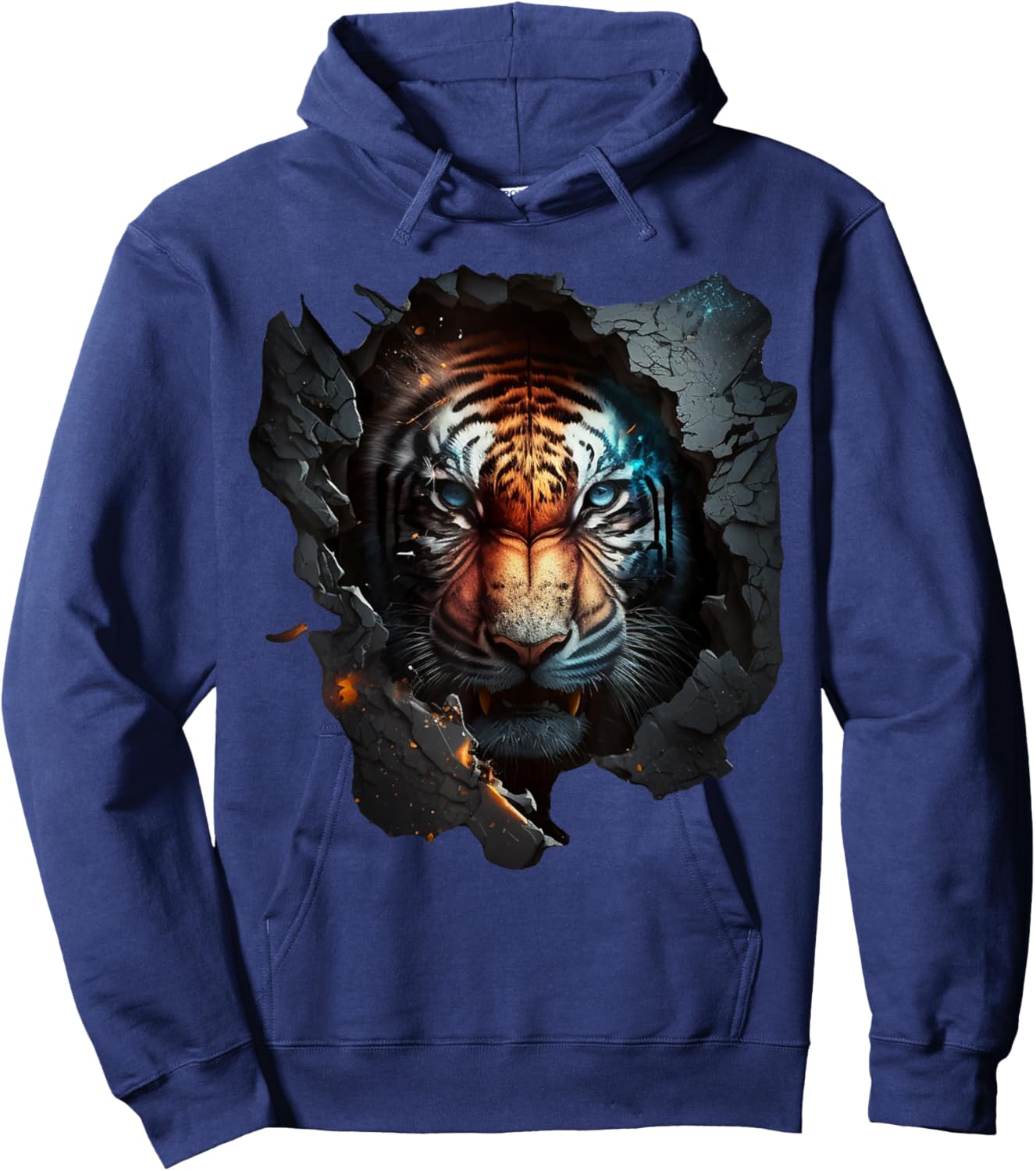 Tiger animals art animal motif zoo print tiger Hoodie - Hoodie | Navy