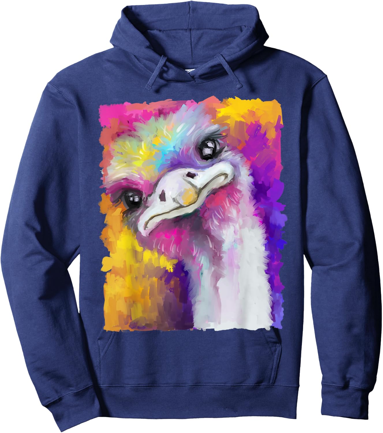 Ostrich Watercolor Funny Animal Lovers Outfit Men Women Kids Hoodie - Hoodie | Navy