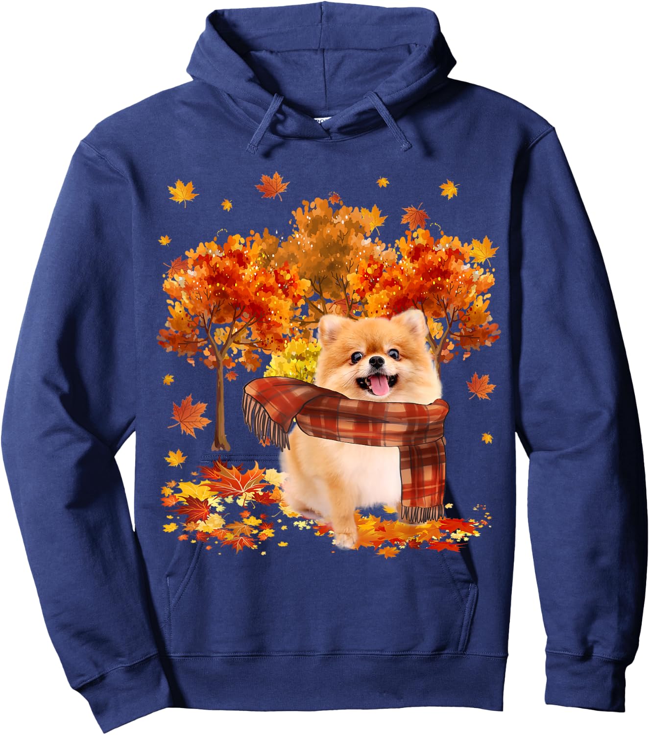 It's Fall Y'all Cute Pomeranian Autumn Tree Fall Leaves Hoodie - Hoodie | Navy