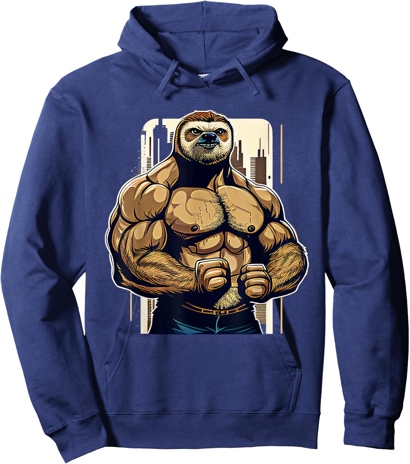 Bodybuilder Sloth Funny Bodybuilding Sloth Fitness Gym Hoodie - Hoodie | Navy