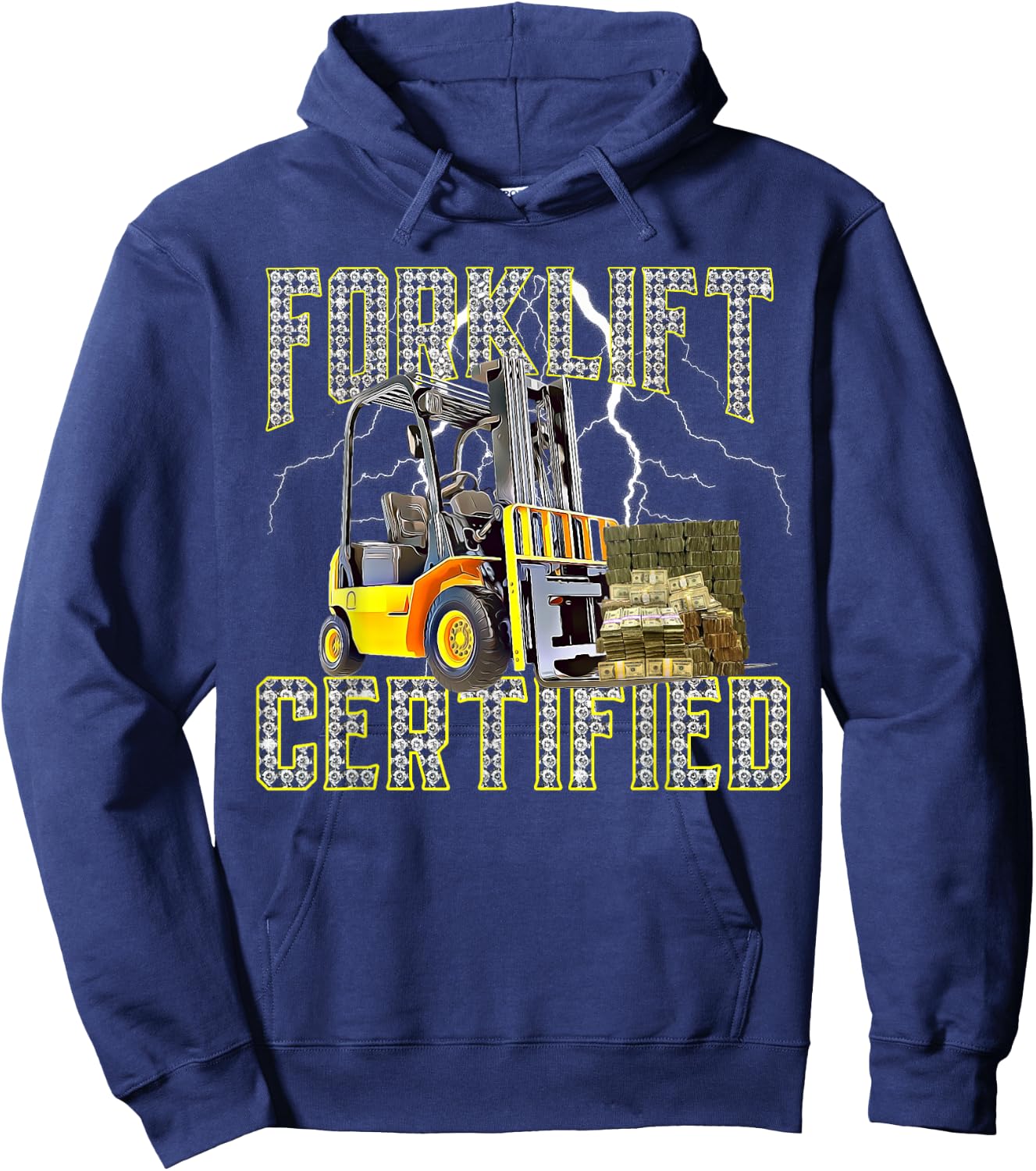 Retro Style Funny Forklift Operator Forklift Certified Hoodie - Hoodie | Navy