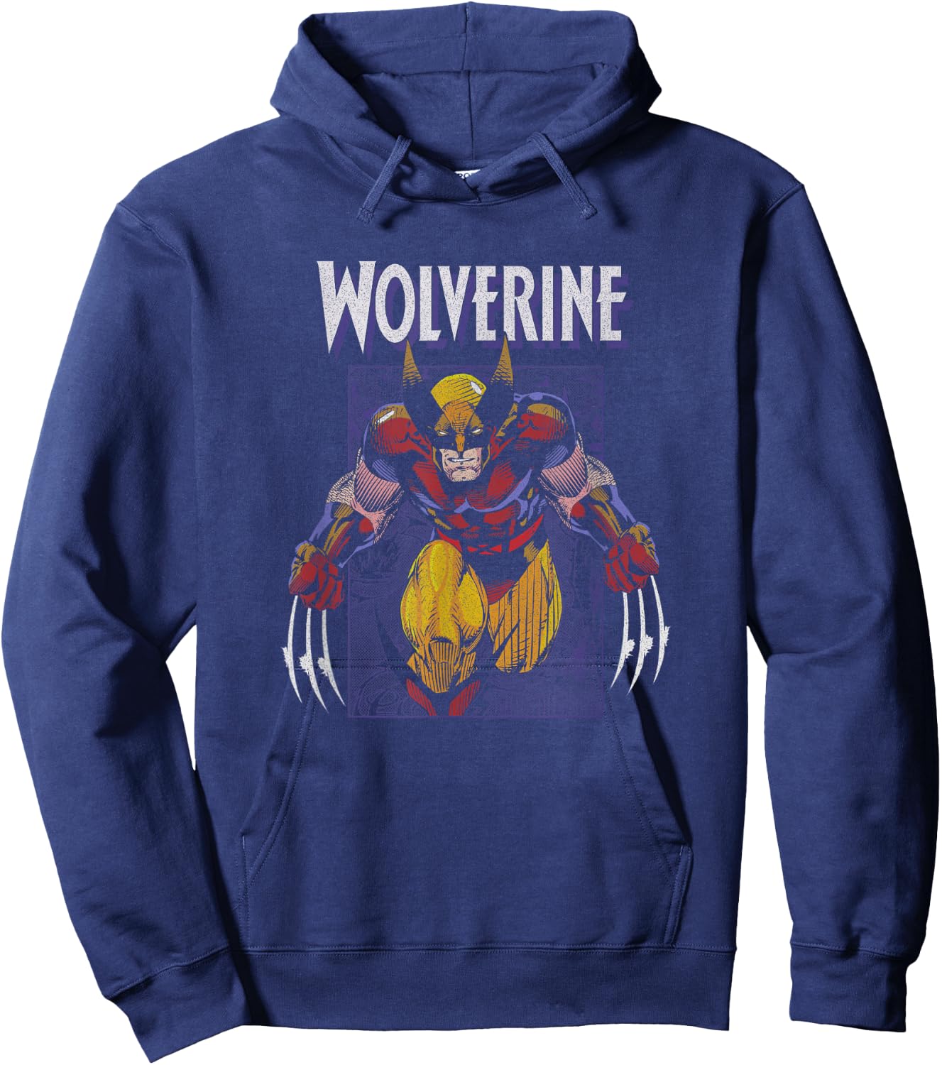 Marvel X-Men Wolverine Preying Vintage Portrait Hoodie - Hoodie | Navy