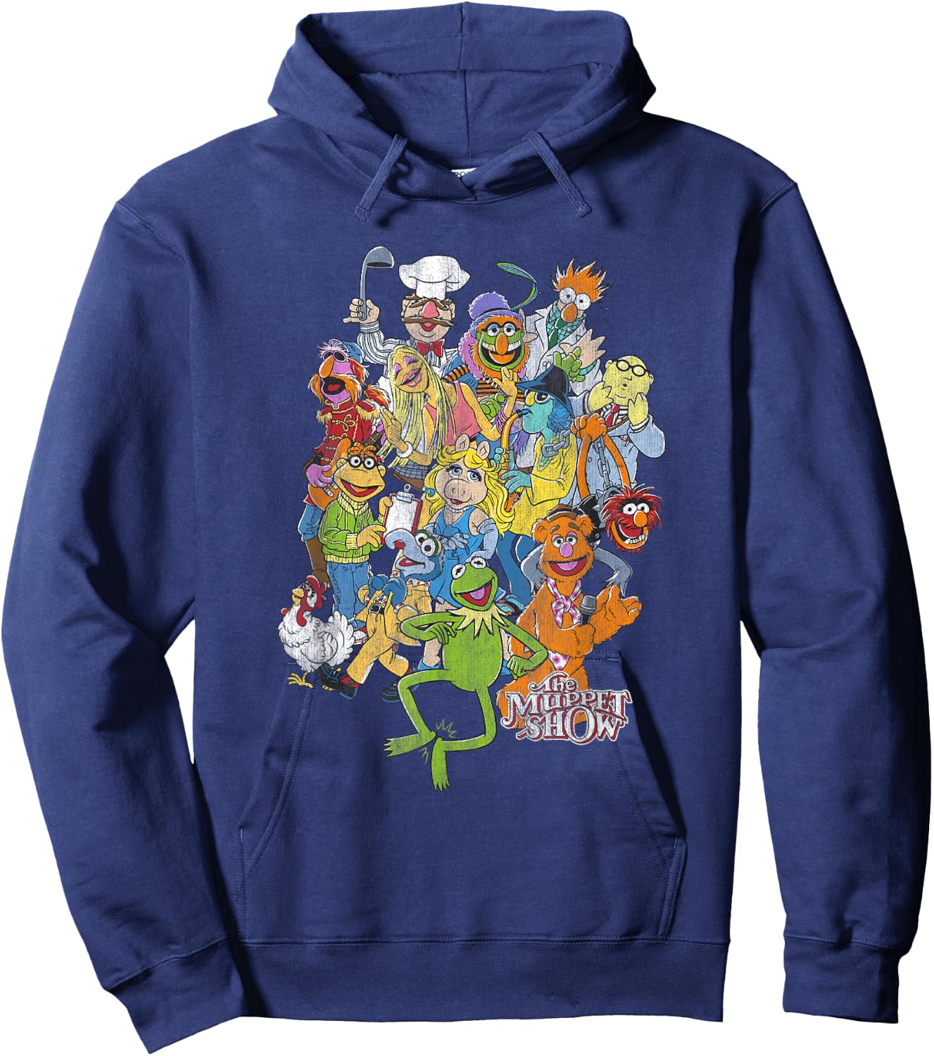 Disney The Muppets Main Characters Distressed Group Shot Hoodie - Hoodie | Navy