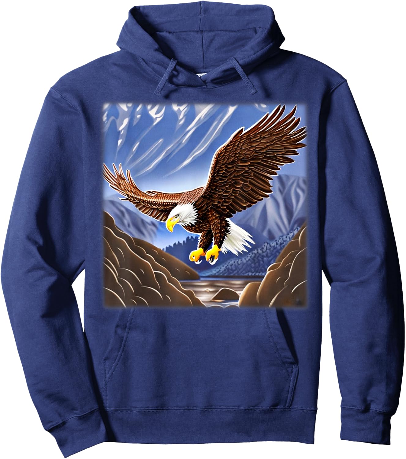 Bald Eagle imprint american bird animal head art motif Hoodie - Hoodie | Navy