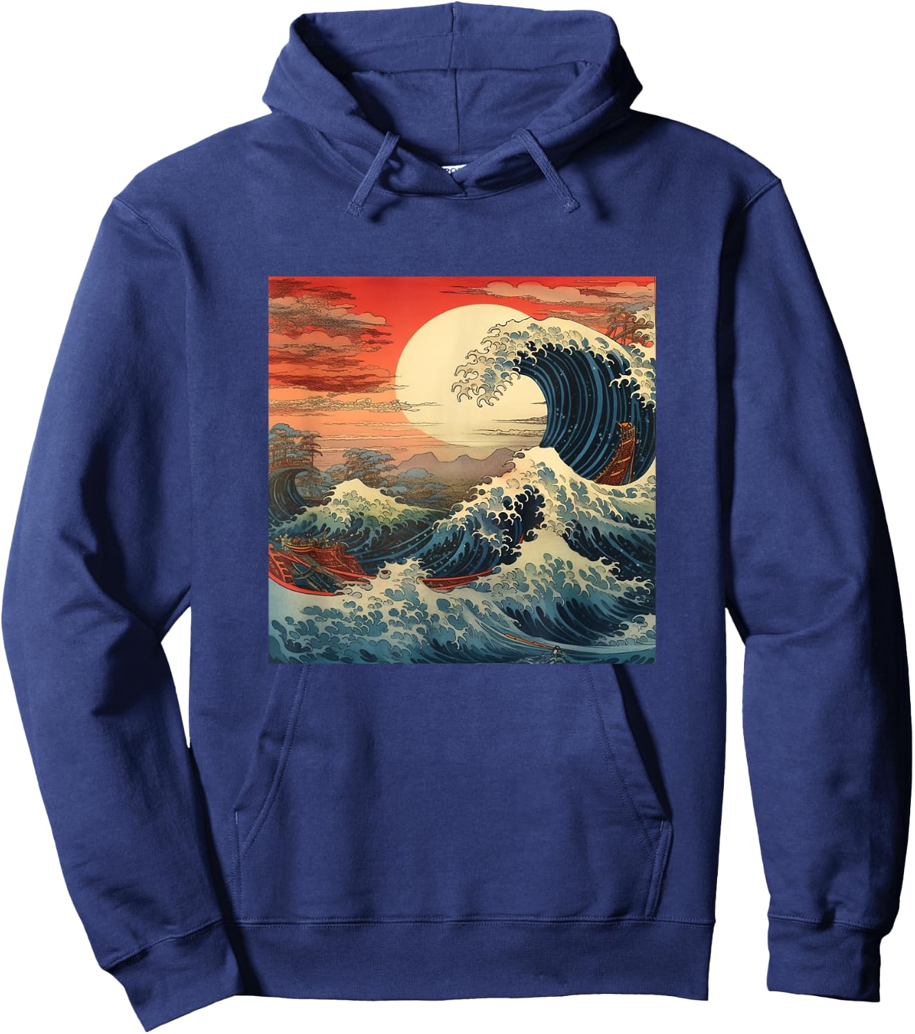 Vintage Japanese Art Cherry Blossoms Japan Woodblock Hoodie - Hoodie | Navy