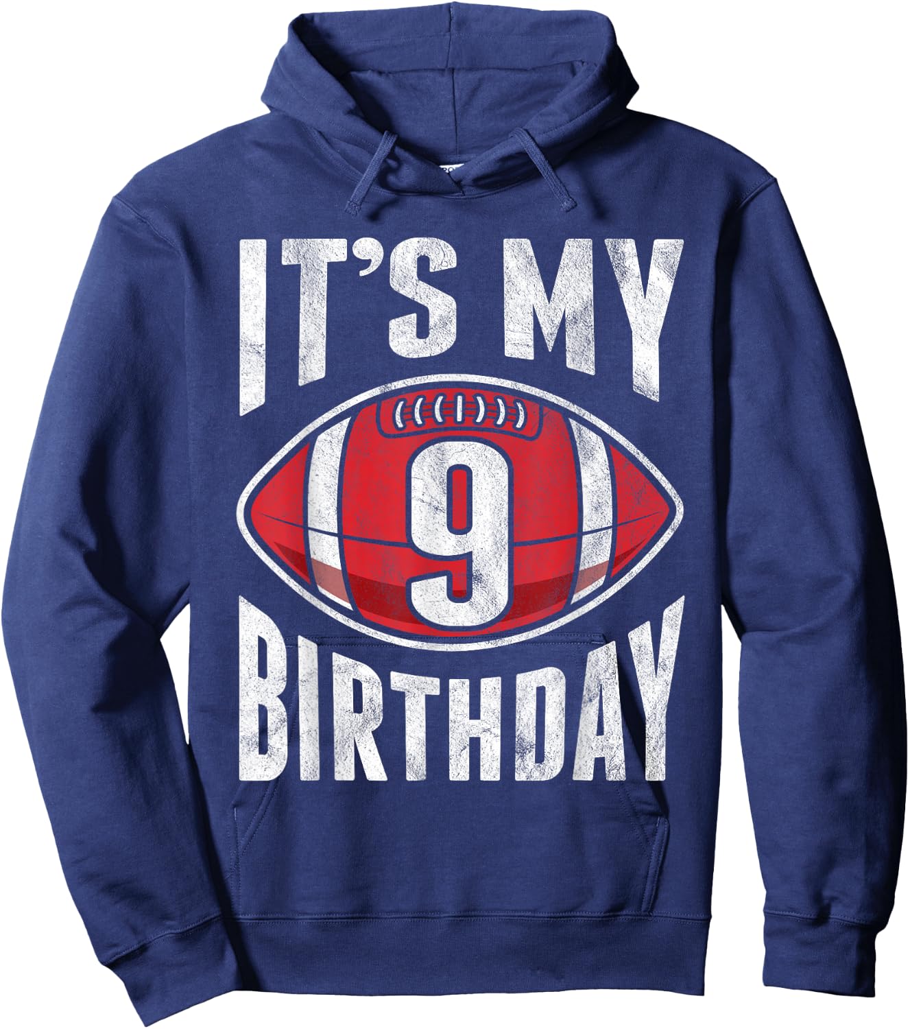 9 Years Old American Football 9th Birthday Boy Retro Style Hoodie - Hoodie | Navy