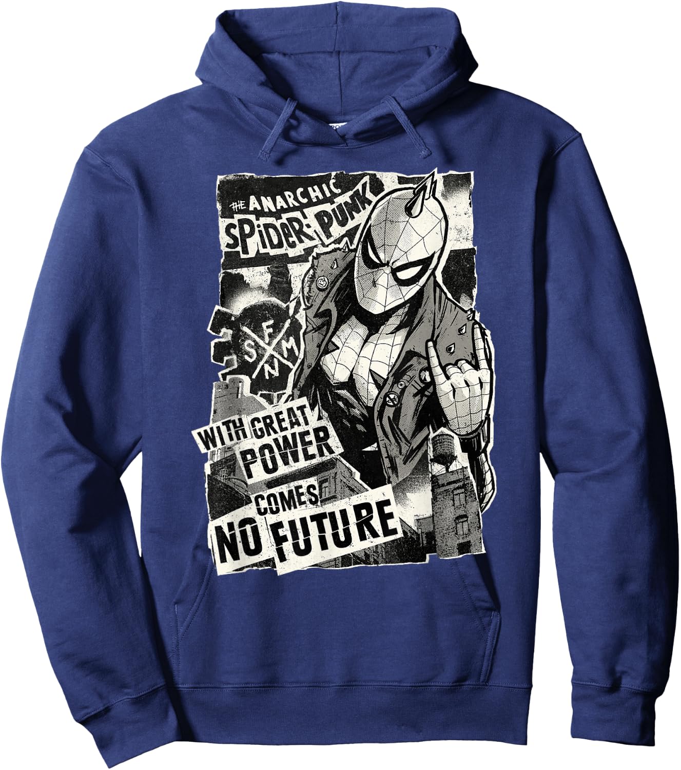 Marvel Spider-Man Anarchic Spider-Punk with Great Power Small Hoodie - Hoodie | Navy