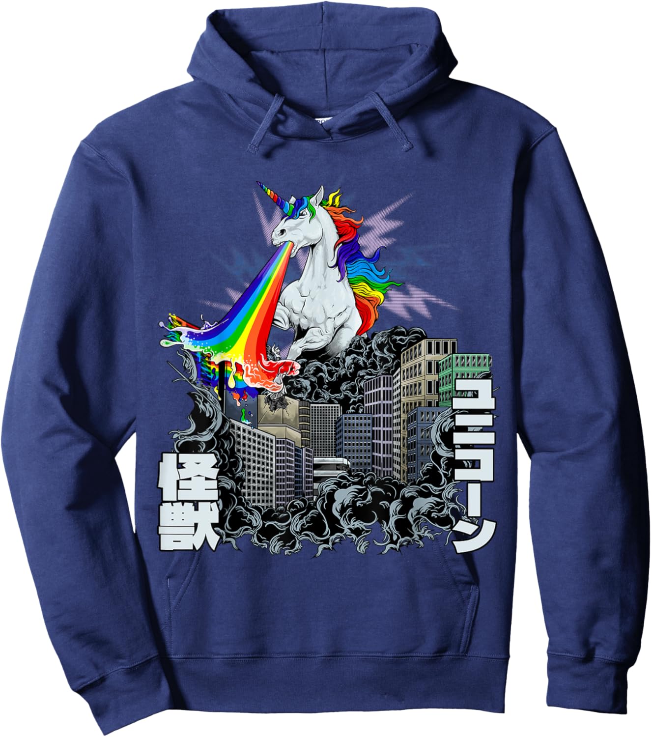 Kaiju Monster Unicorn Rainbow Japan Anime Merch Manga Hoodie - Hoodie | Navy