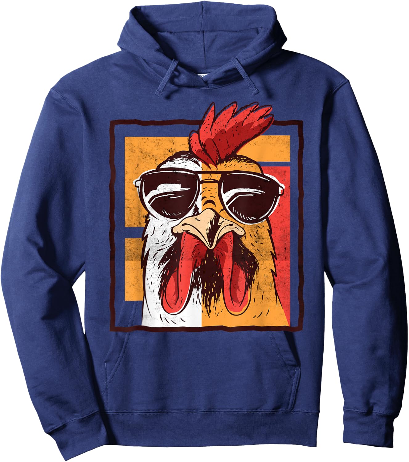 Retro Vintage Chicken Cool Rooster Wearing Sunglasses Hoodie - Hoodie | Navy