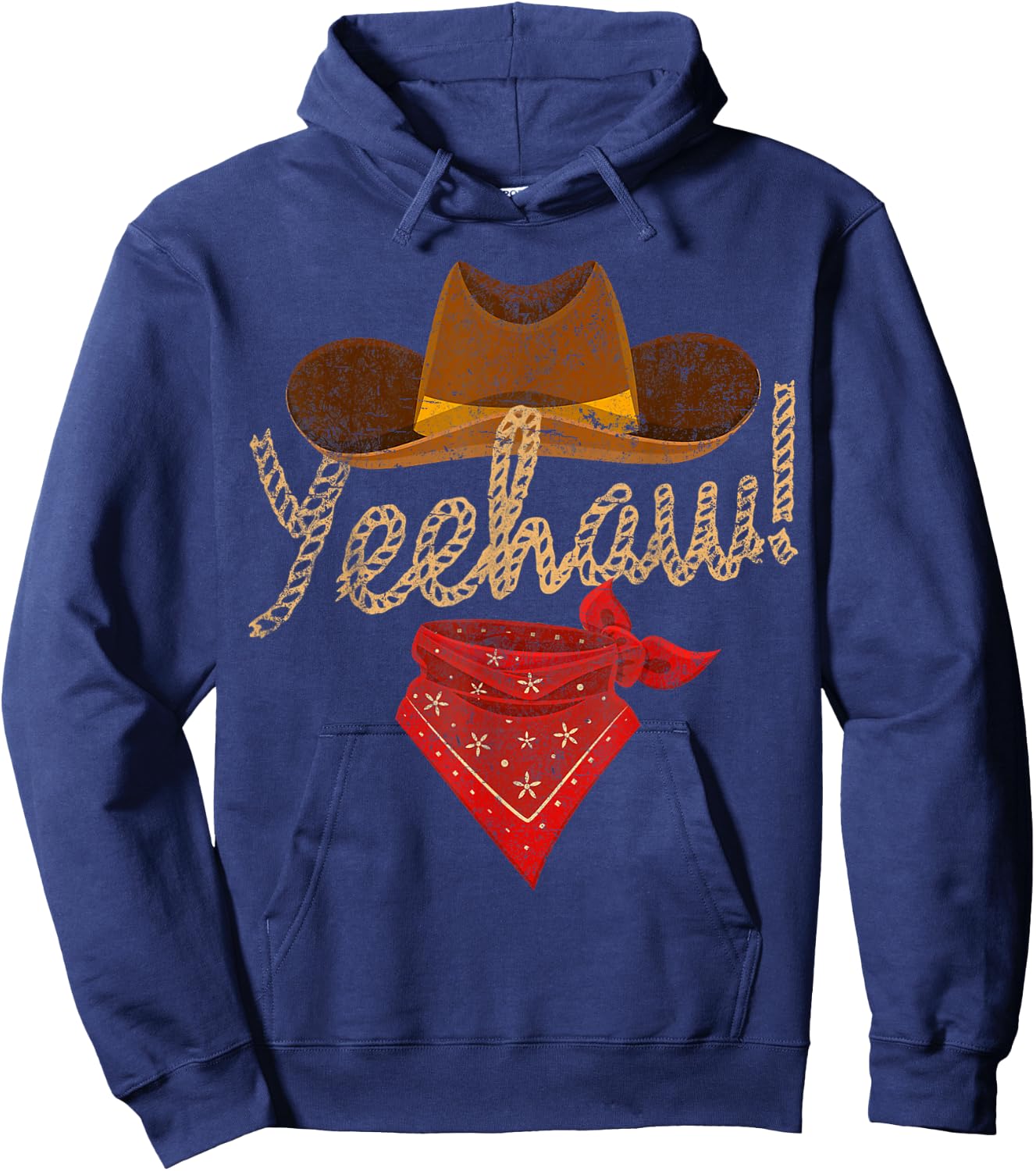 Yeehaw Cowboy Cowgirl Western Country Howdy Southern Yee Haw Hoodie - Hoodie | Navy