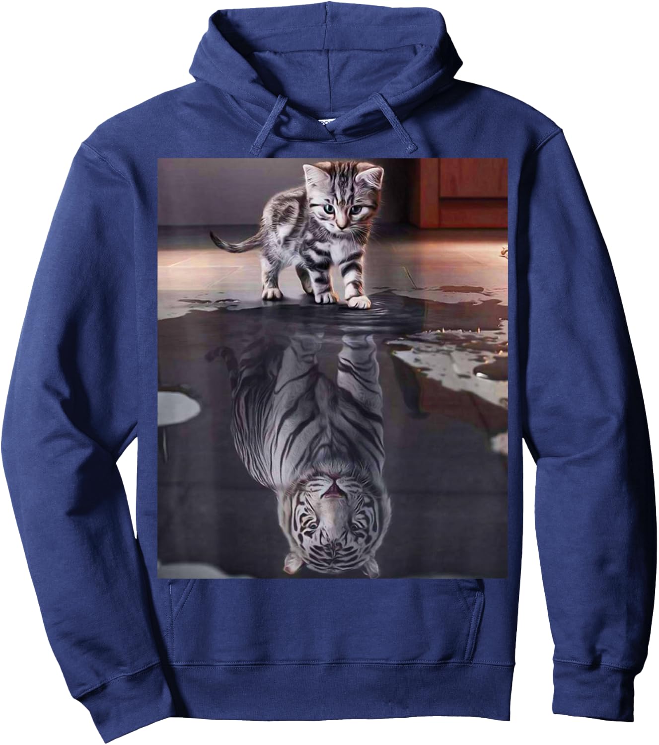 Kitten and Tiger Funny Gifts For Cat Lover, Cat Dad, Cat Mom Hoodie - Hoodie | Navy