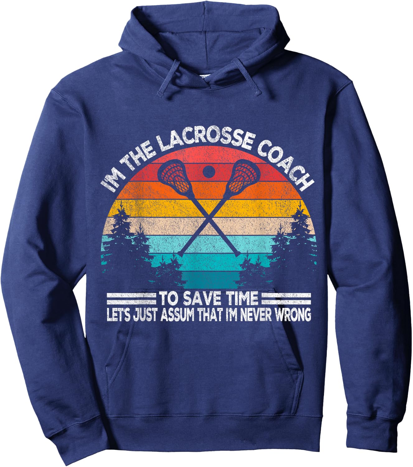 Funny Lacrosse Coach Lacrosse Team Coach Retro Hoodie - Hoodie | Navy