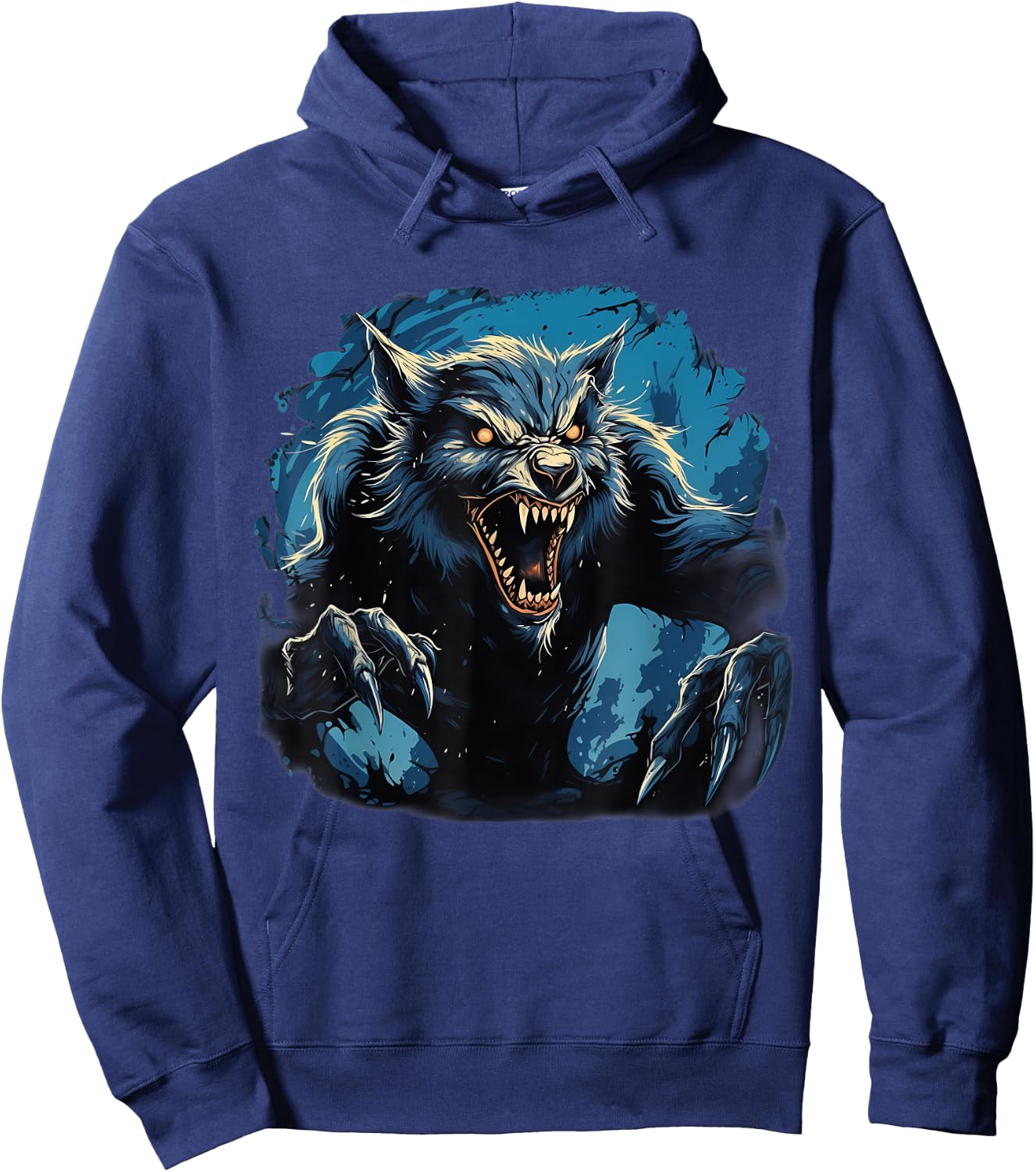 Retro Style Werewolf Hoodie - Hoodie | Navy