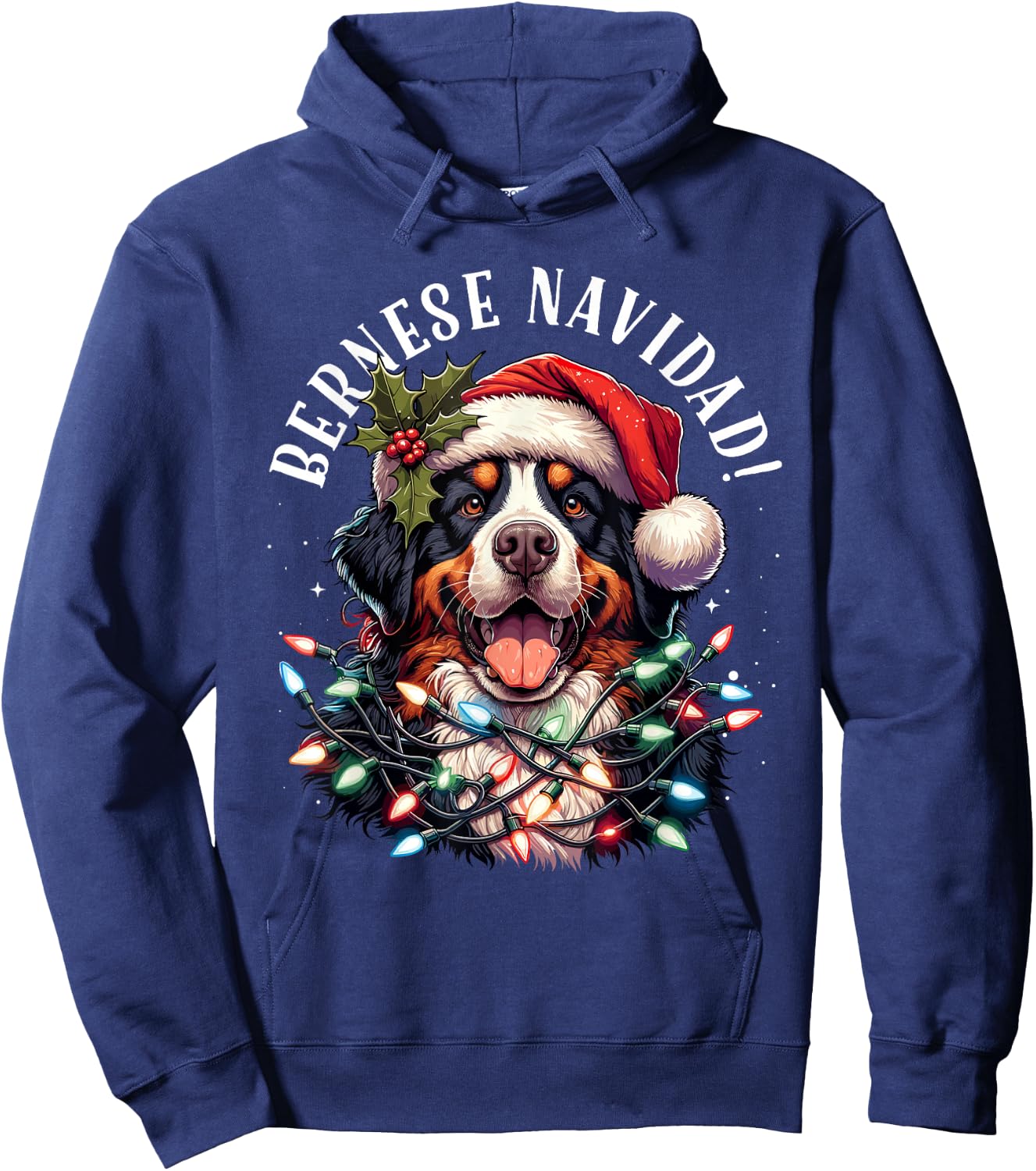 Bernese Mountain Dog Christmas Funny Bernese Navidad Berner Hoodie - Hoodie | Navy