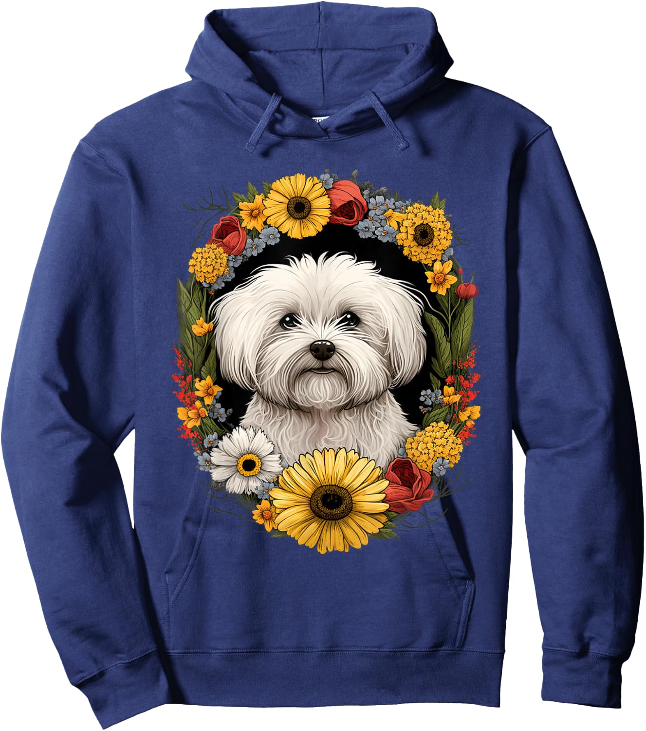 Sunflower Hippie Floral Coton De Tulear Dog Women Girls Kids Hoodie - Hoodie | Navy