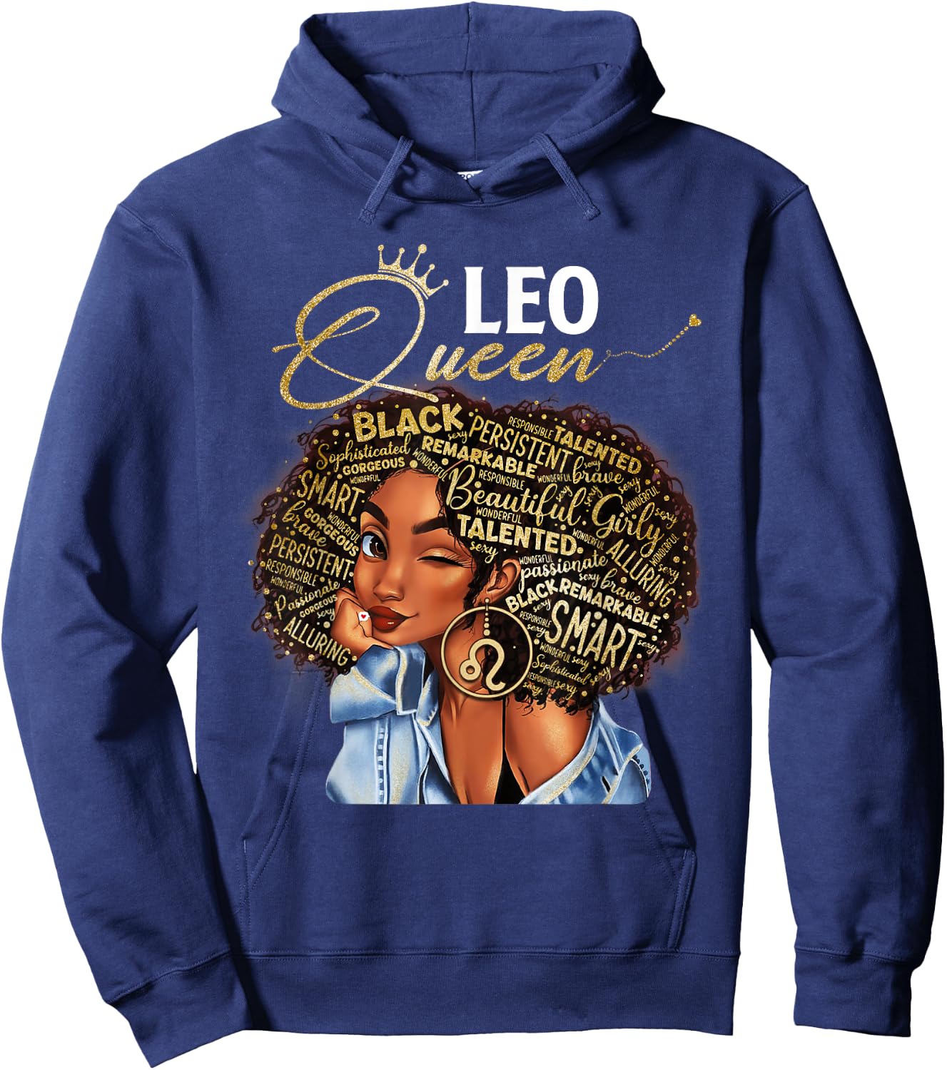 Leo Queen Sweet As Candy Birthday Gift Black Women Hoodie - Hoodie | Navy